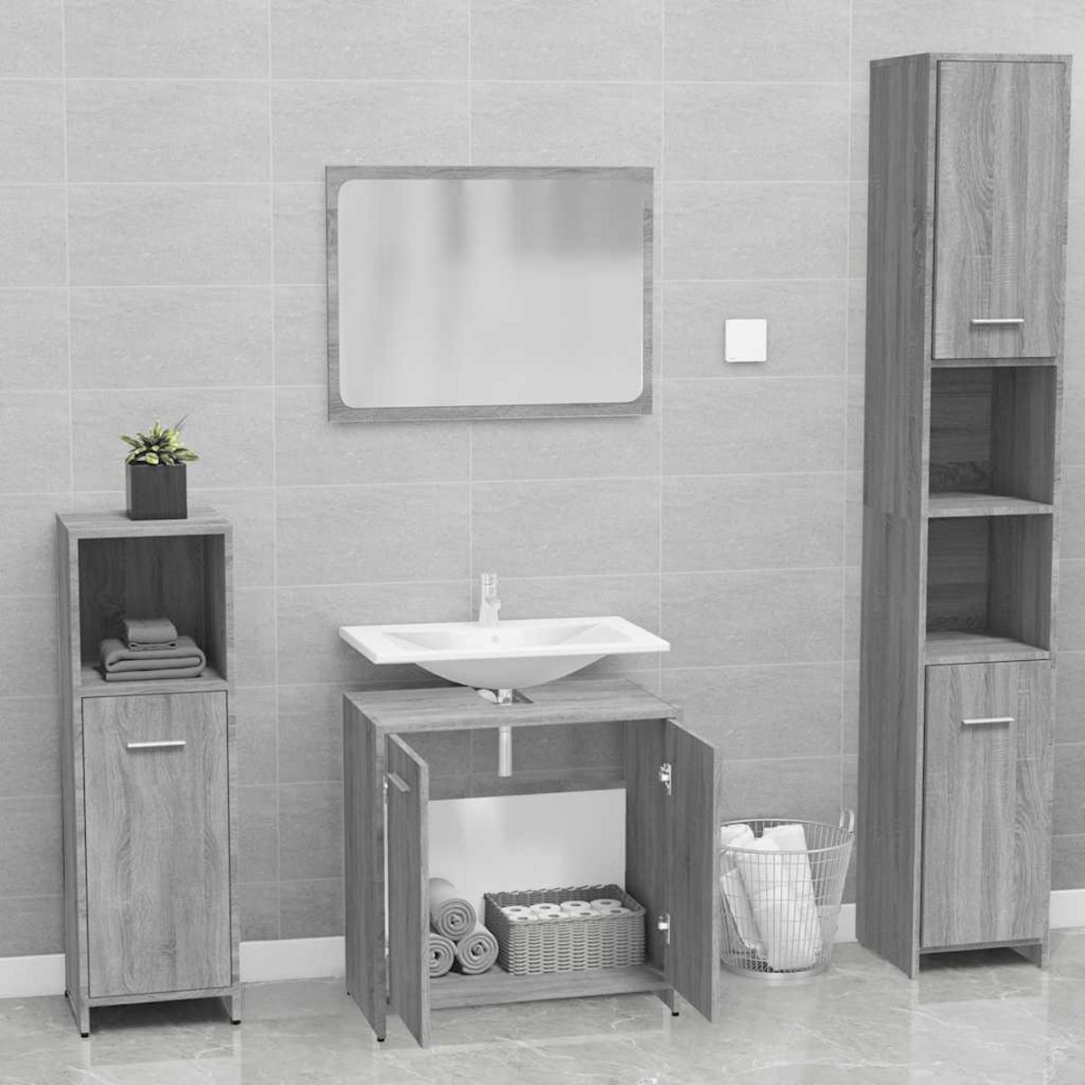 VIDAXL Meubles de salle de bain Sonoma gris Bois d'ingenierie