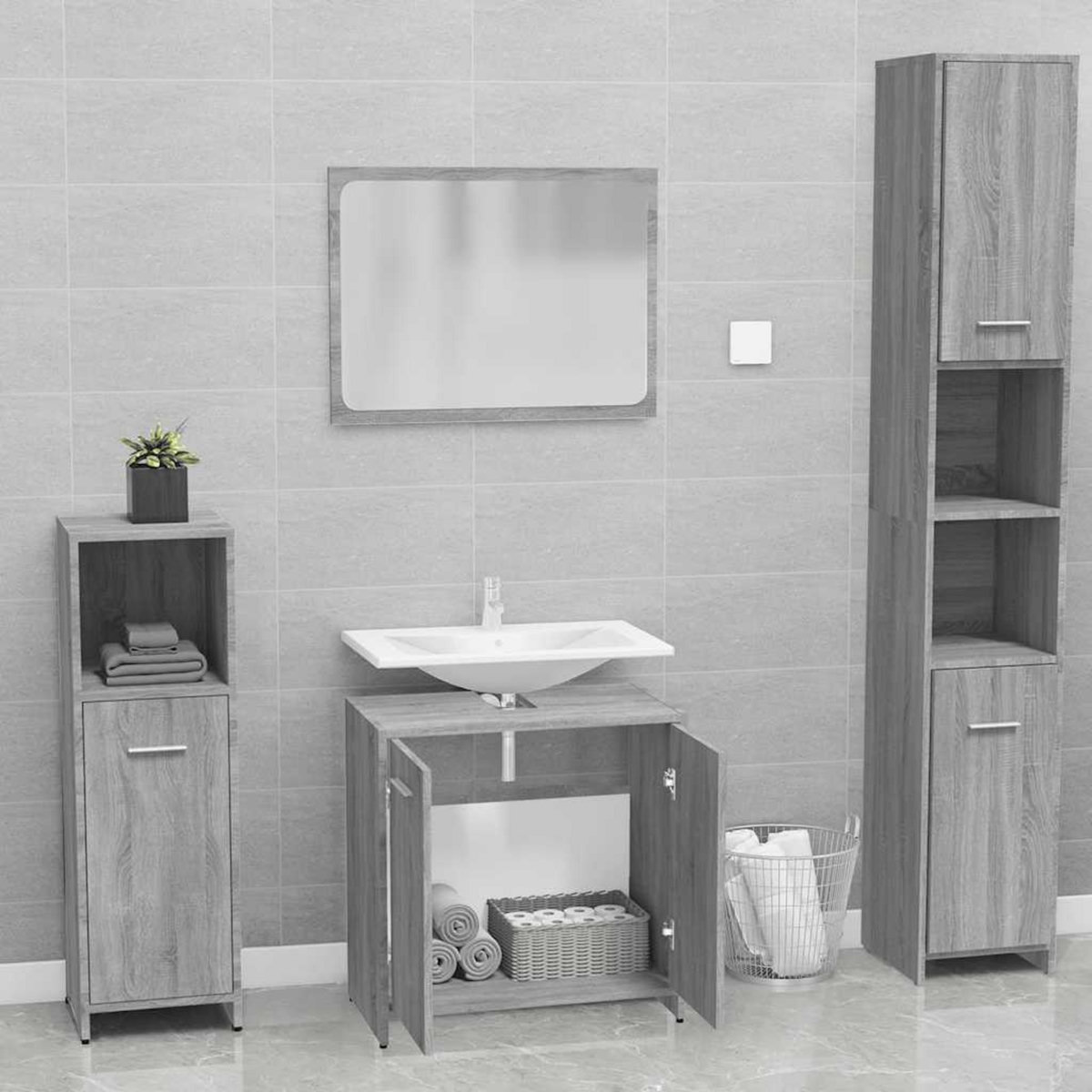 VIDAXL Meubles de salle de bain Sonoma gris Bois d'ingenierie