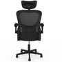 Voir la diapositive 4 : ID MARKET Fauteuil de bureau JAMES ergonomique en toile respirante et appui-tête avec roulettes noir