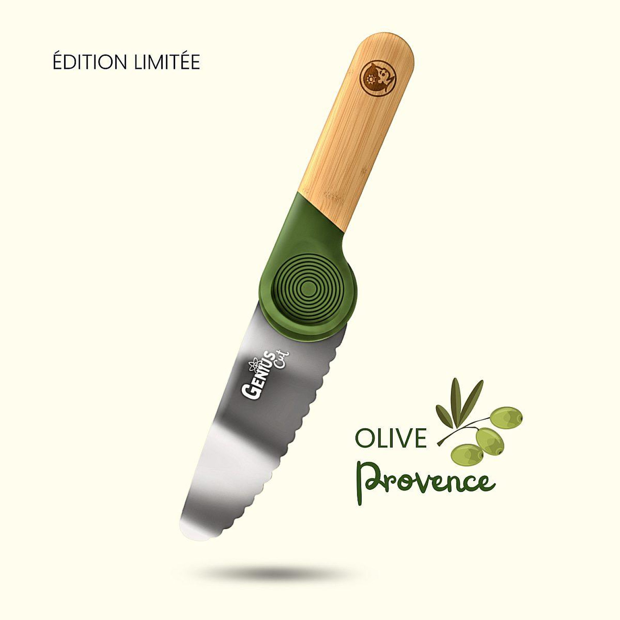 Voir la diapositive 2 : LES PETITS ARCHITECTES Le couteau educatif genius cut couleur olive provence