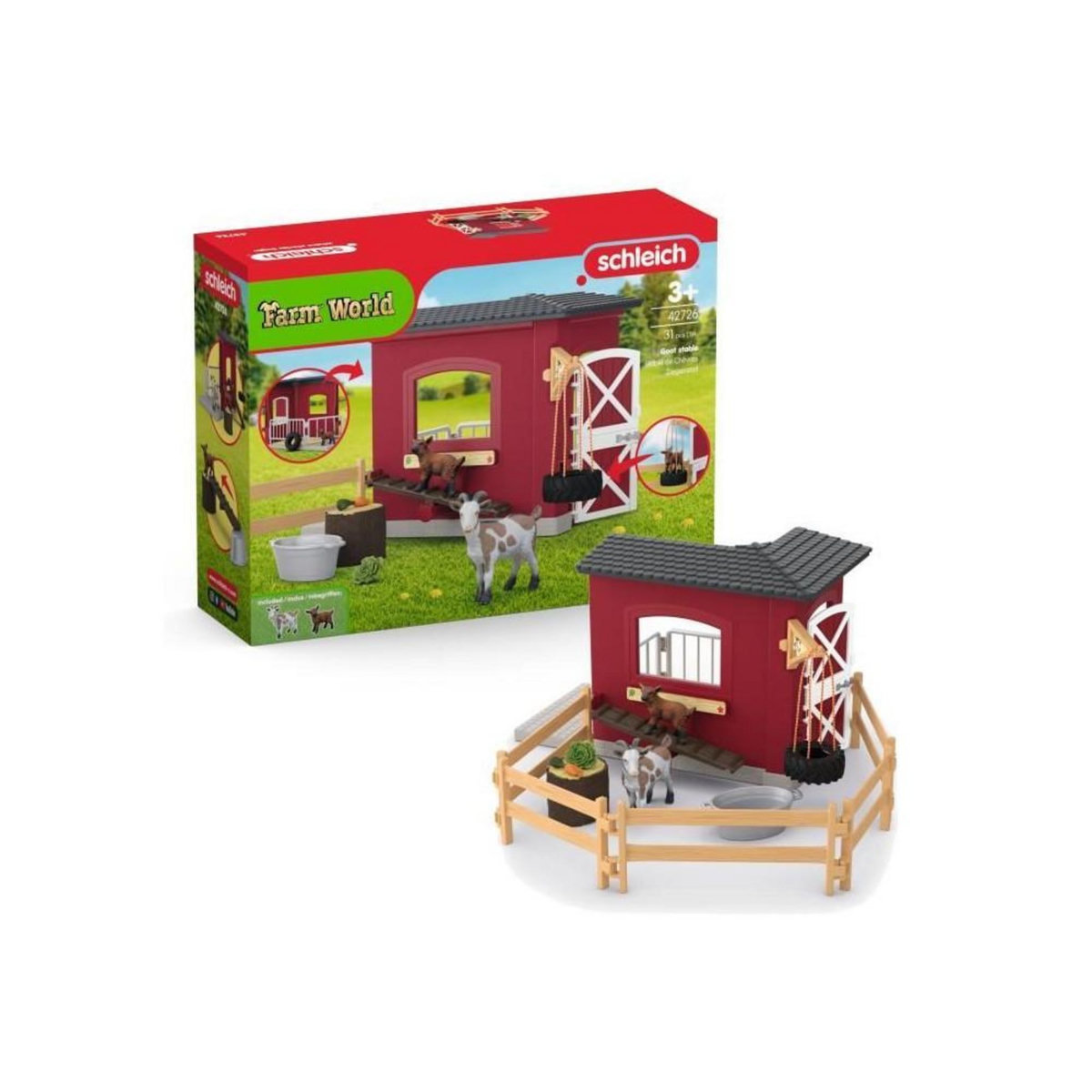 Schleich Figurine �table pour chevres, Schleich 42726 Gamme Farm World