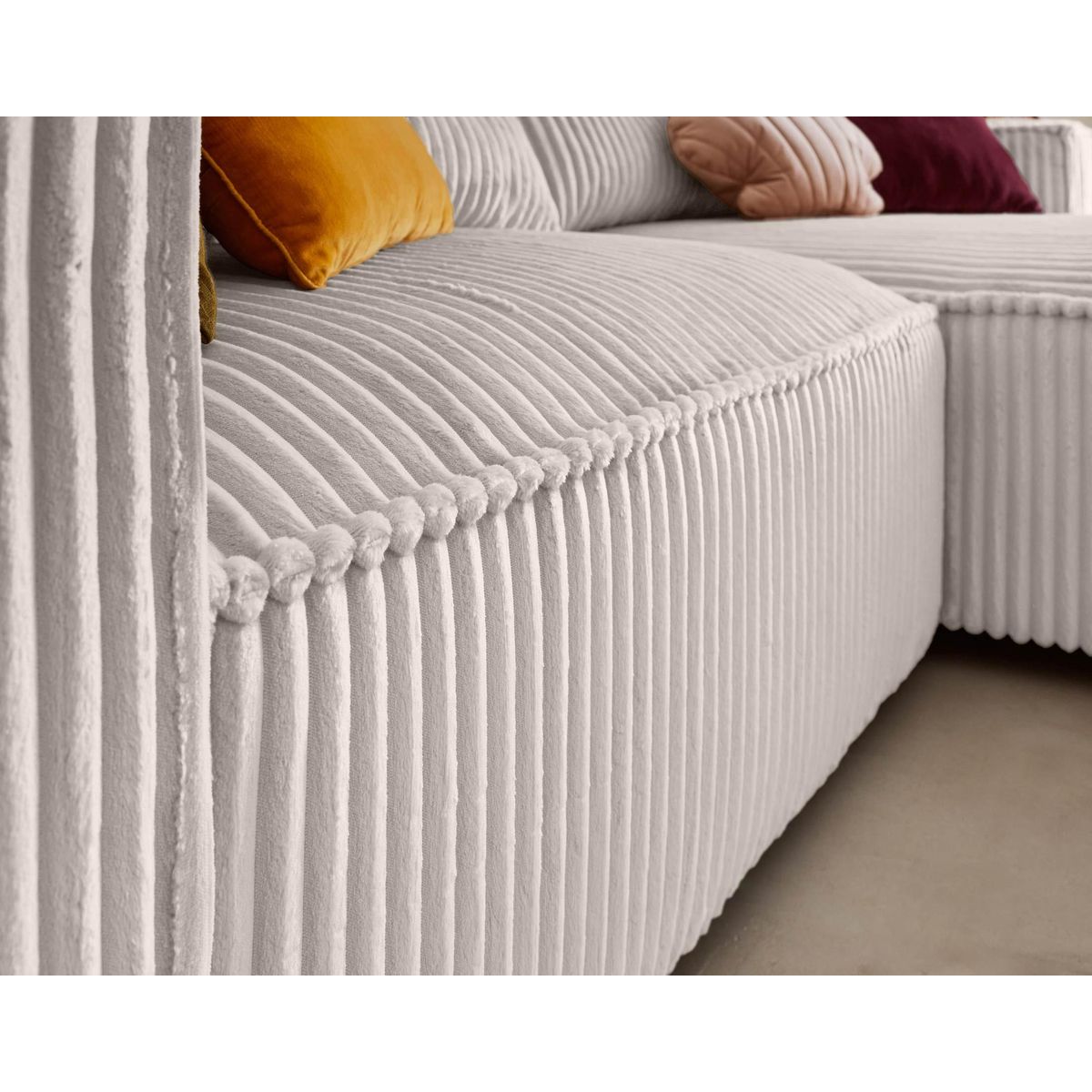 LISA DESIGN Ela - canapé d'angle droit - 4 places - en velours côtelé grosses côtes