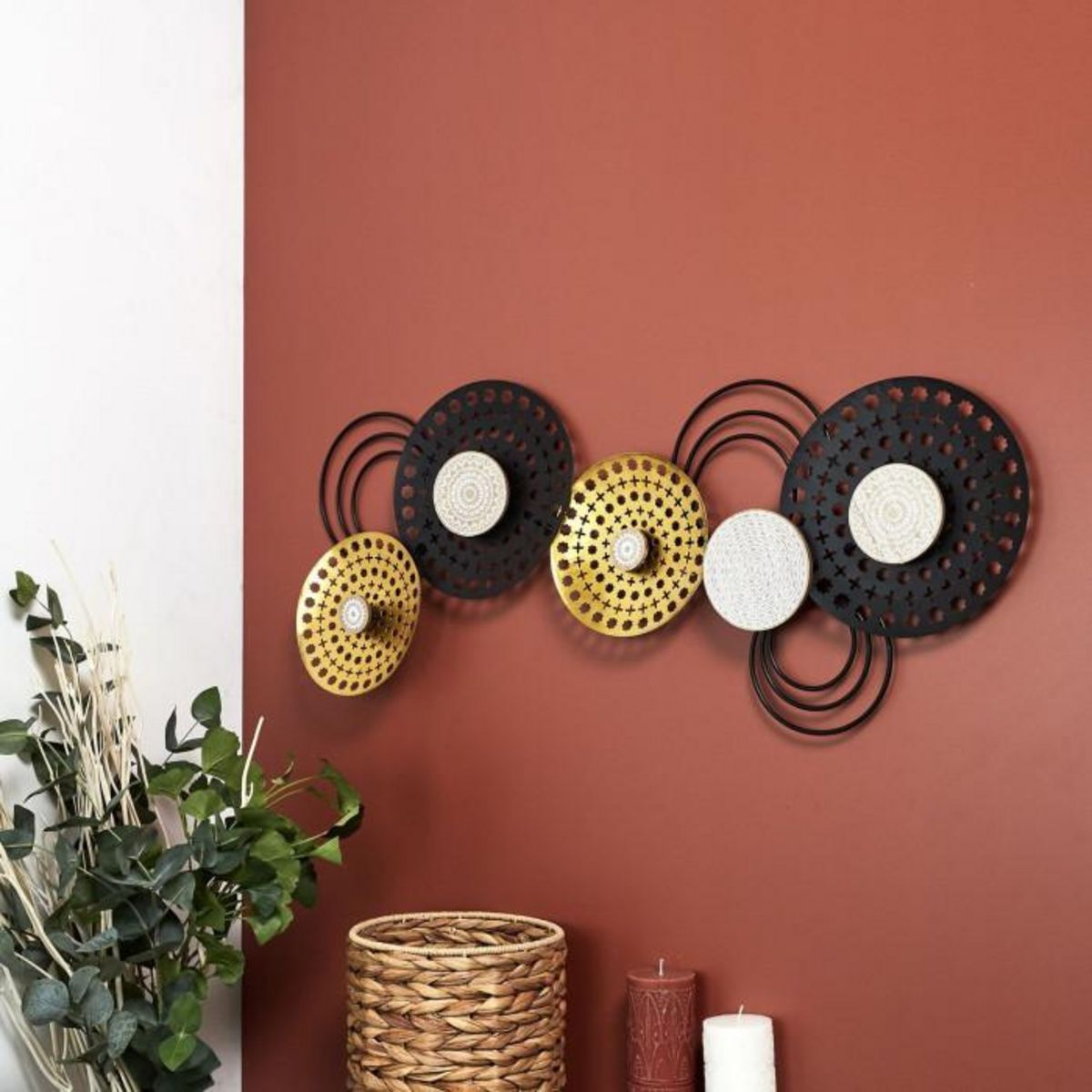 Paris Prix Décoration Murale en Métal  Mirage  63cm Noir & Doré