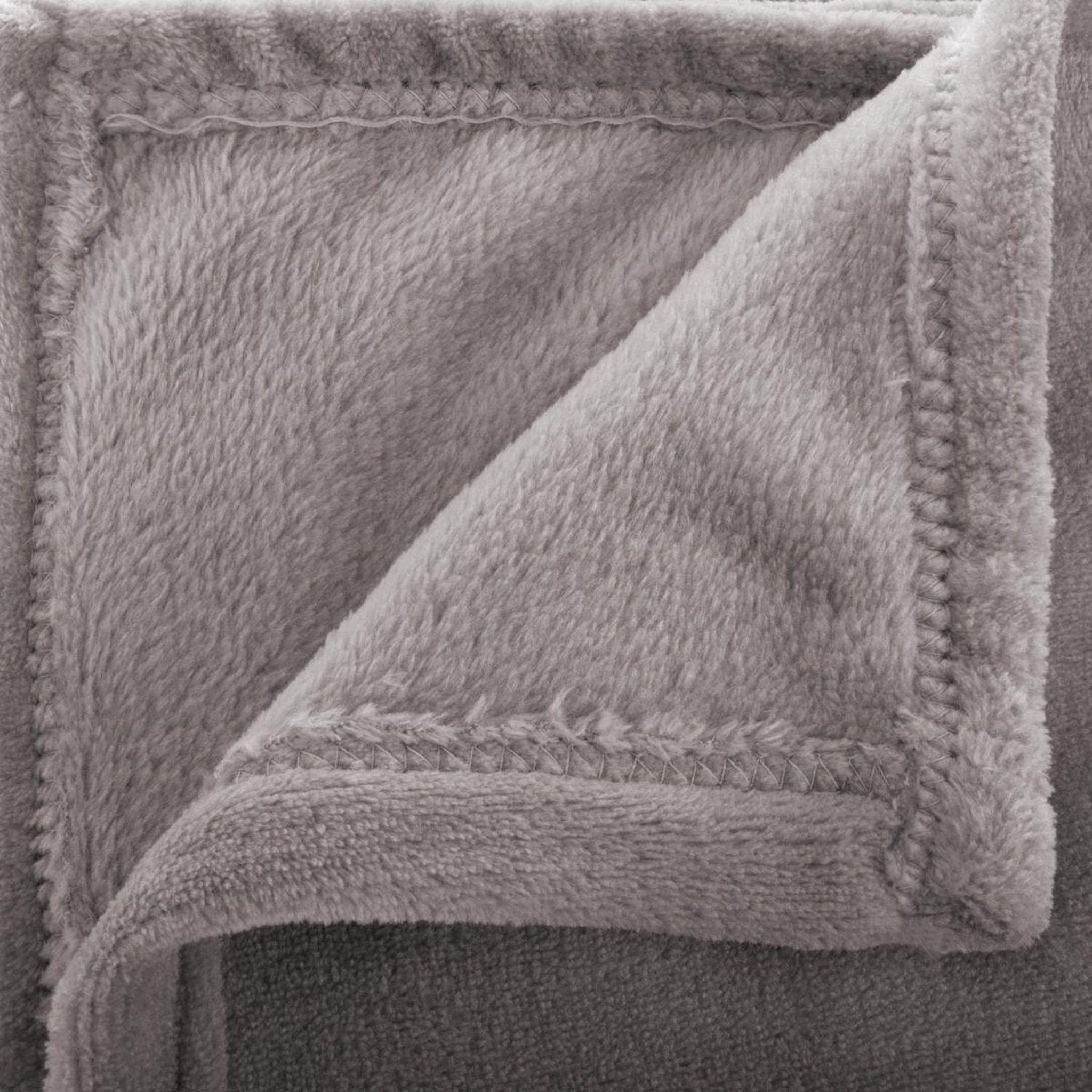 Voir la diapositive 2 : ATMOSPHERA Grand plaid en flanelle uni - 180x130 cm - gris