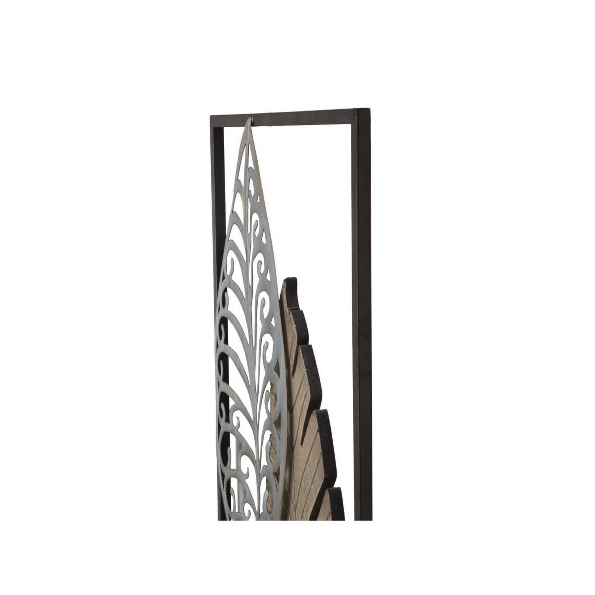 Voir la diapositive 4 : Paris Prix Déco murale encadrée en métal  foglie  99cm argent & or