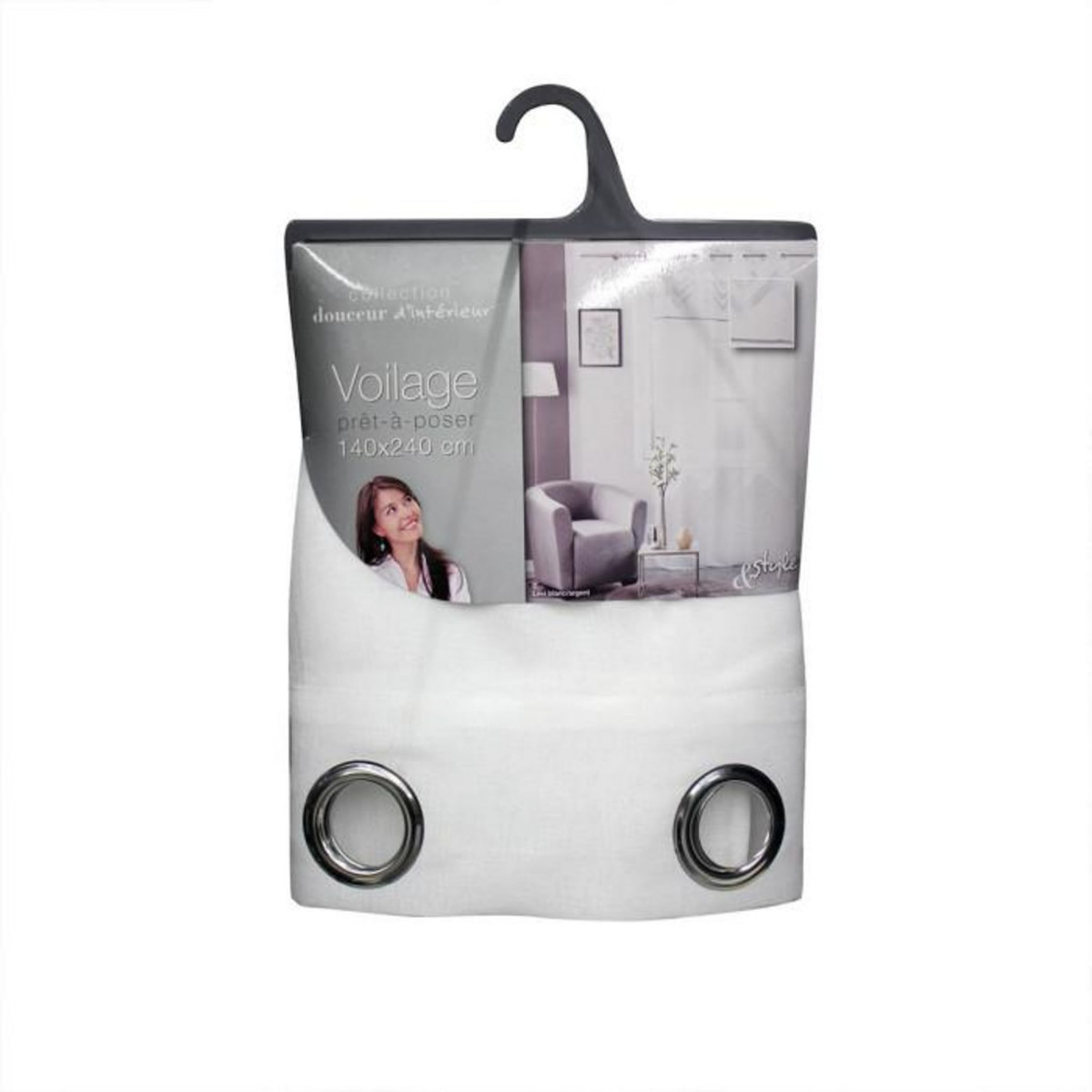 Paris Prix Rideau Voilage à Œillets  Levi  140x240cm Argent