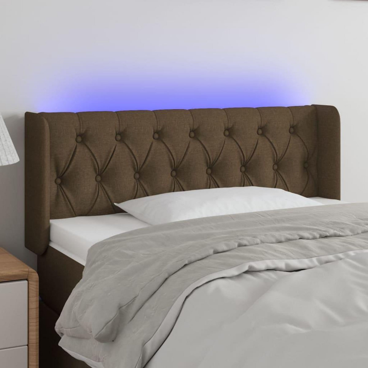 VIDAXL Tete de lit a LED Marron fonce 93x16x78/88 cm Tissu