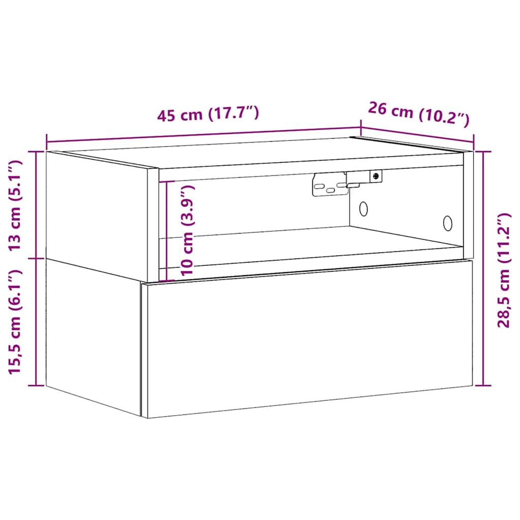 Voir la diapositive 6 : VIDAXL Tables de chevet murales 2 pcs noir 45x26x28,5 cm