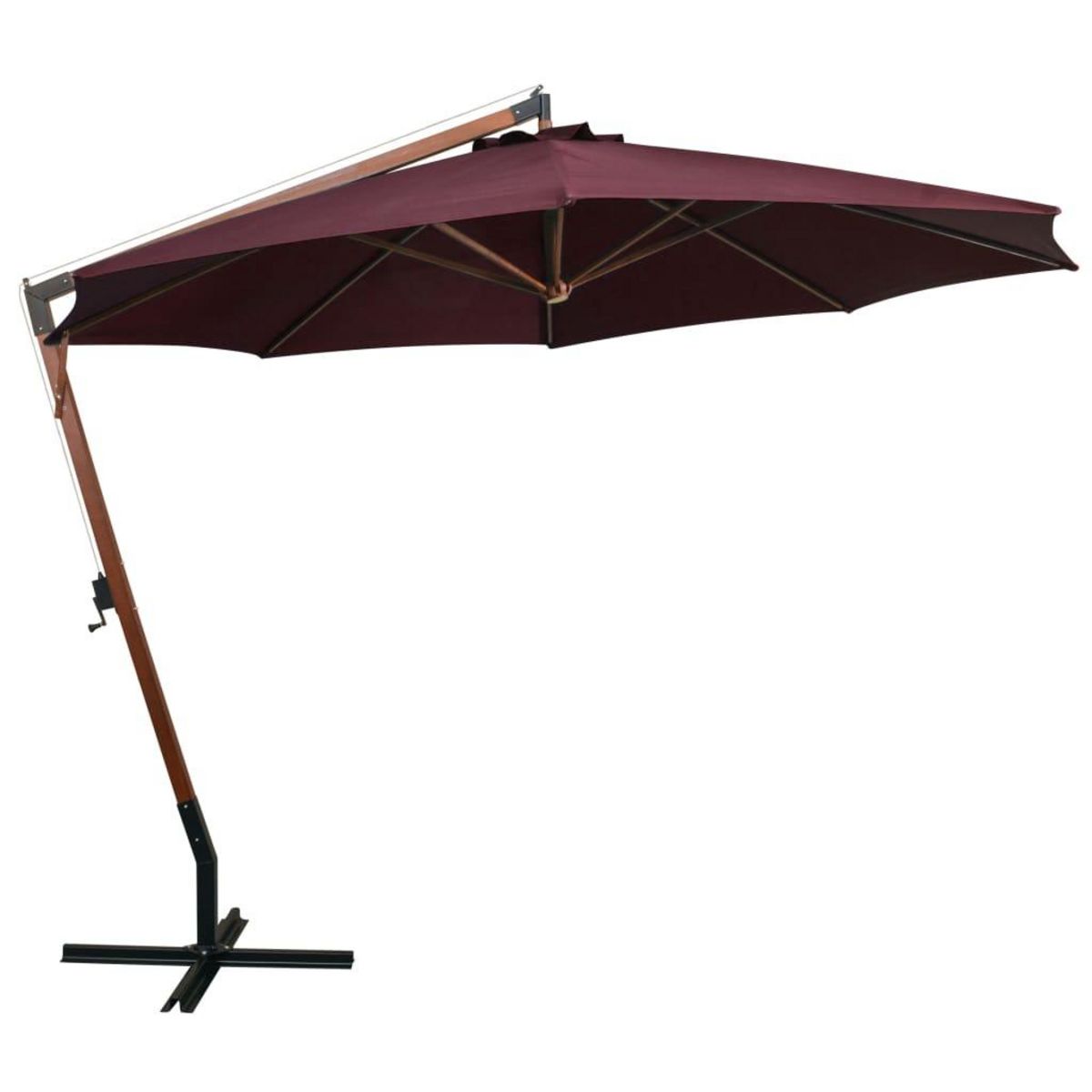 VIDAXL Parasol de jardin suspendu et mat rouge bordeaux bois de sapin