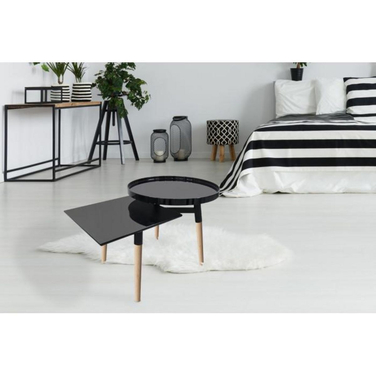 Paris Prix Table d'Appoint Design  Butler  77cm Noir