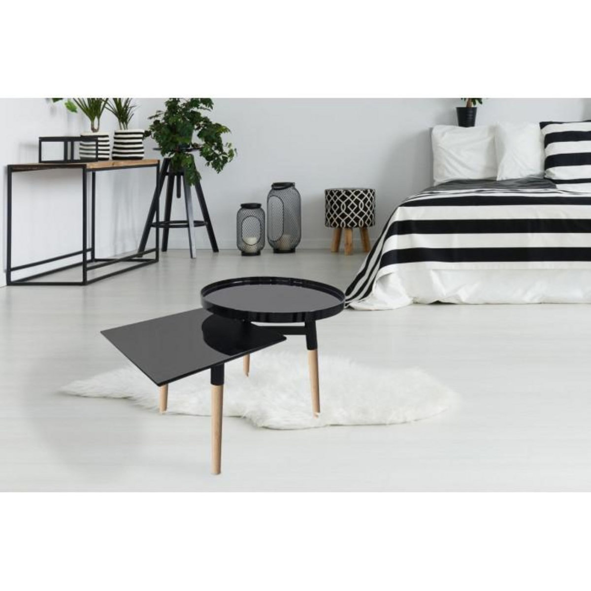 Paris Prix Table d'Appoint Design  Butler  77cm Noir