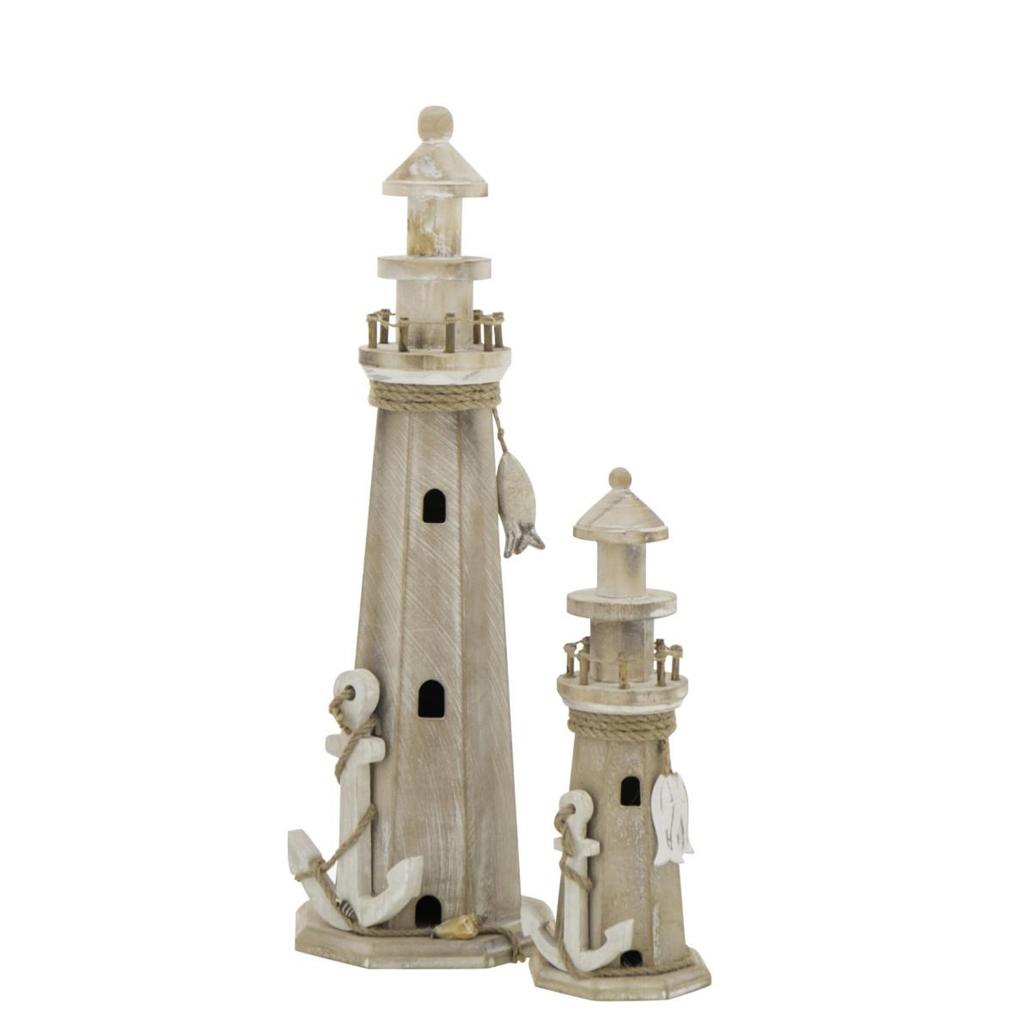 Voir la diapositive 3 : J-LINE Phare déco en bois  bréhat  53cm naturel