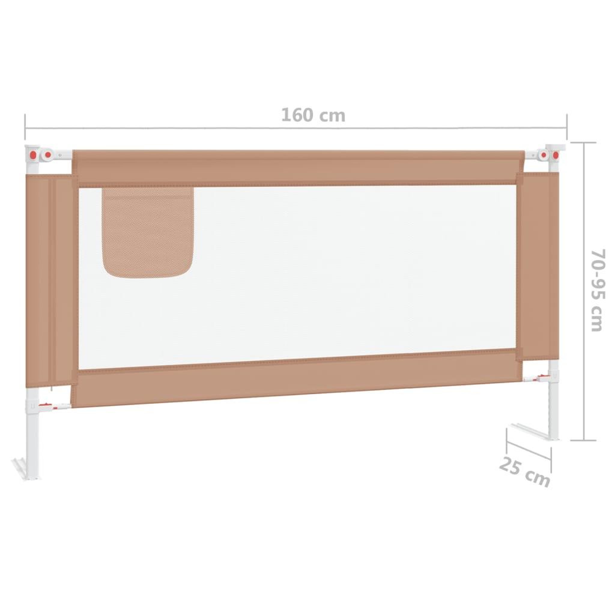 Voir la diapositive 6 : VIDAXL Barriere de securite de lit d'enfant Taupe 160x25 cm Tissu