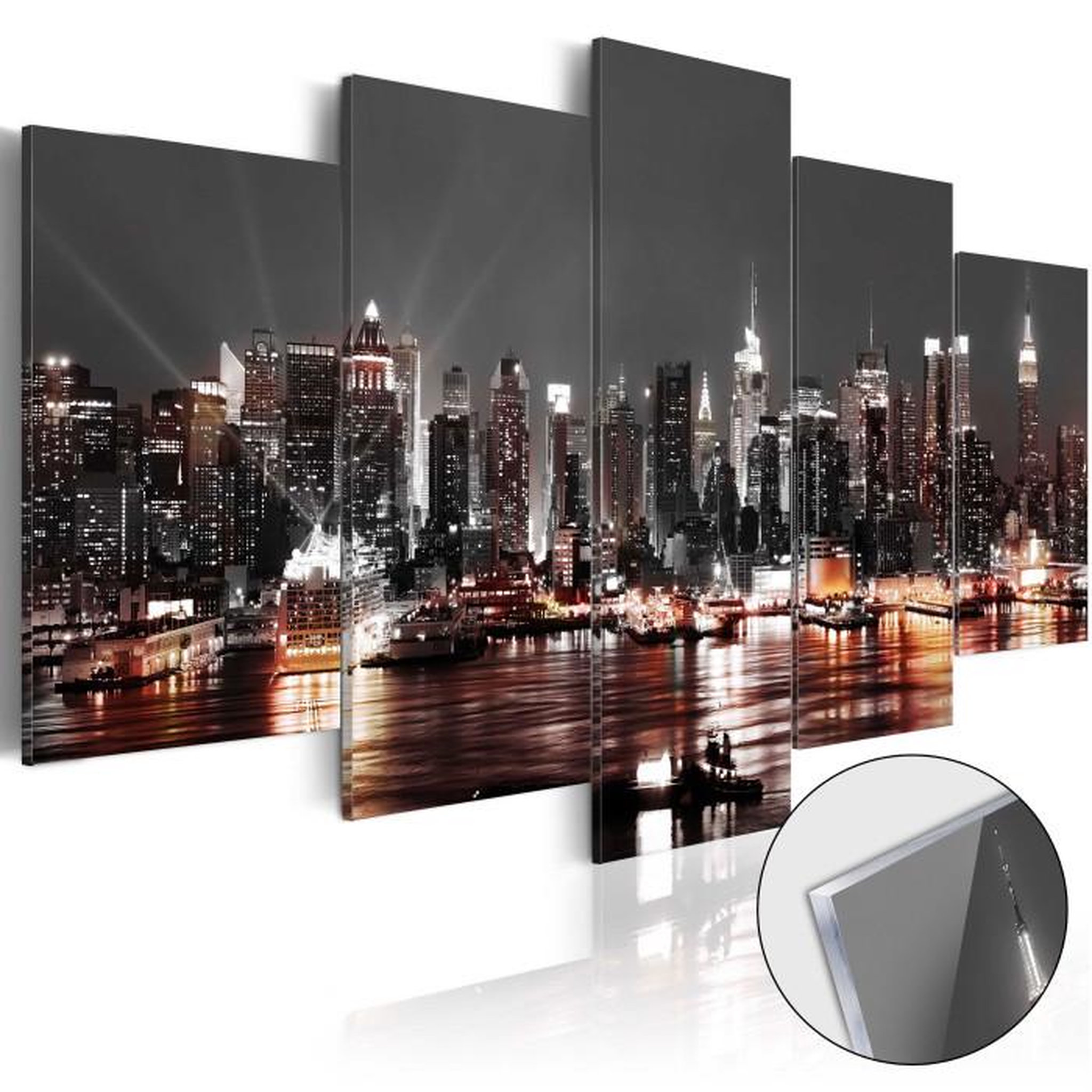 Paris Prix Tableau sur Verre Acrylique  Gray City. Coloris disponibles : Multicolore