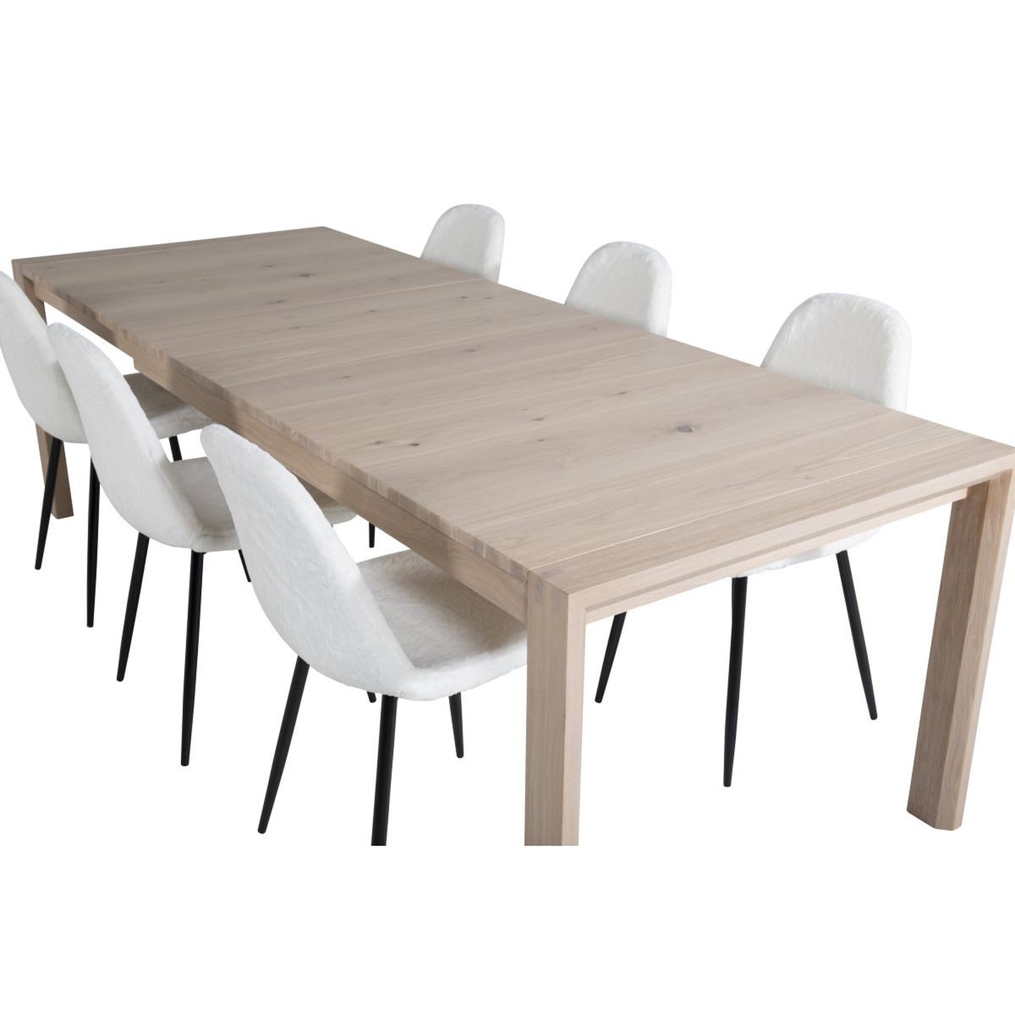 Voir la diapositive 4 : Paris Prix Ensemble table à manger extensible & 6 chaises  slider & polar  170-250cm blanc & beige