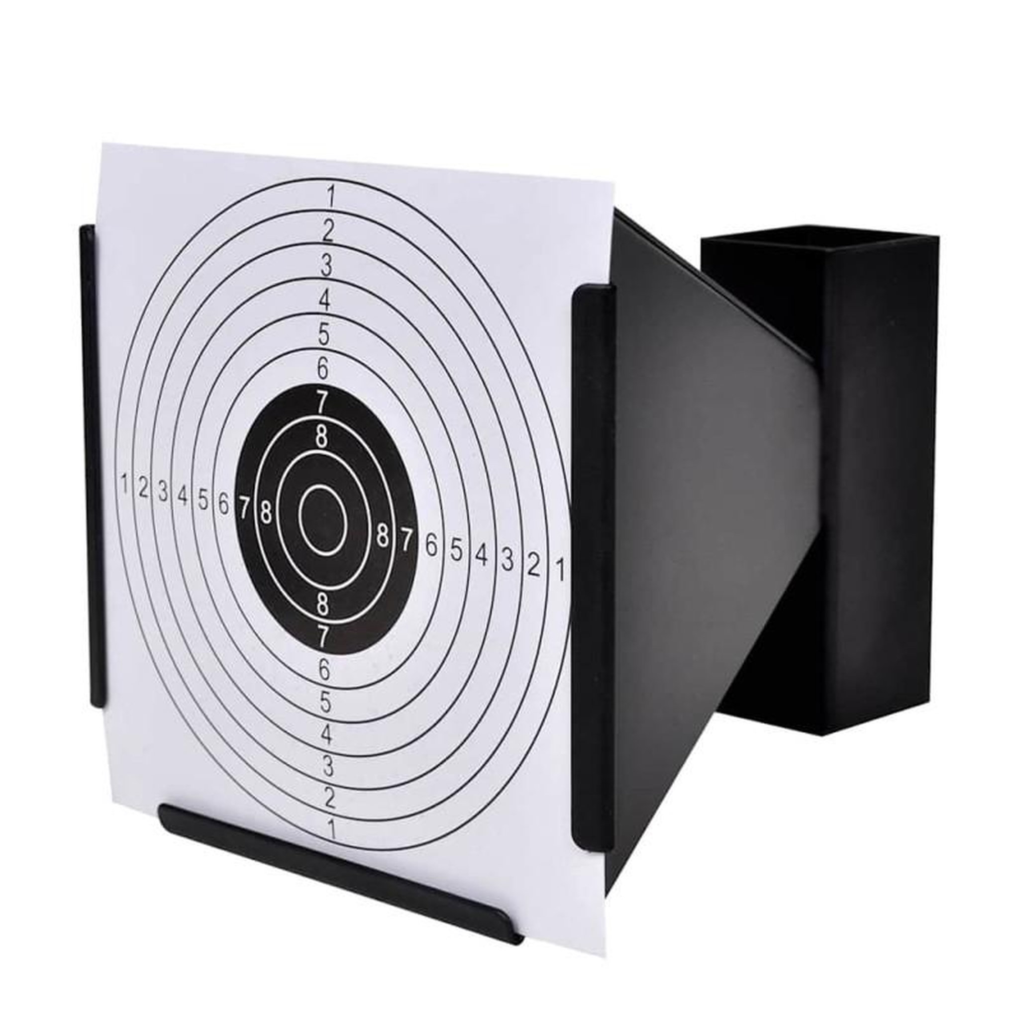 Voir la diapositive 3 : VIDAXL Support de cible forme entonnoir 14 cm + 100 cibles en papier