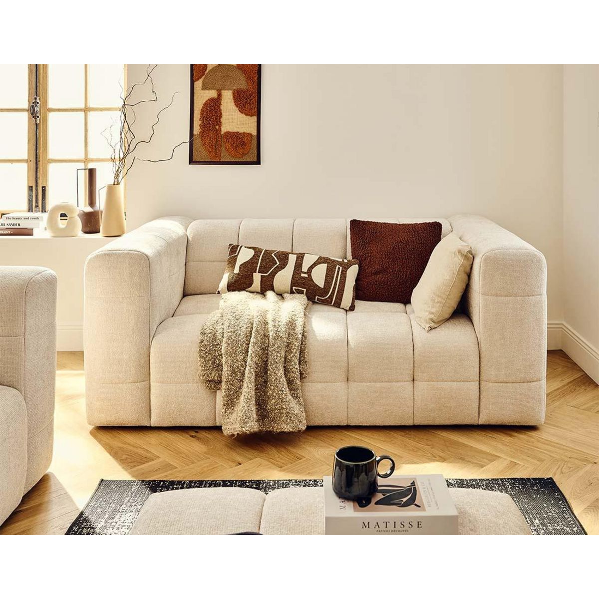 LISA DESIGN Suzano - canapé droit 2 places en tissu texturé