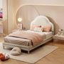 Voir la diapositive 2 : MERAX Lit simple enfant rembourré 90x200cm velours coloris beige