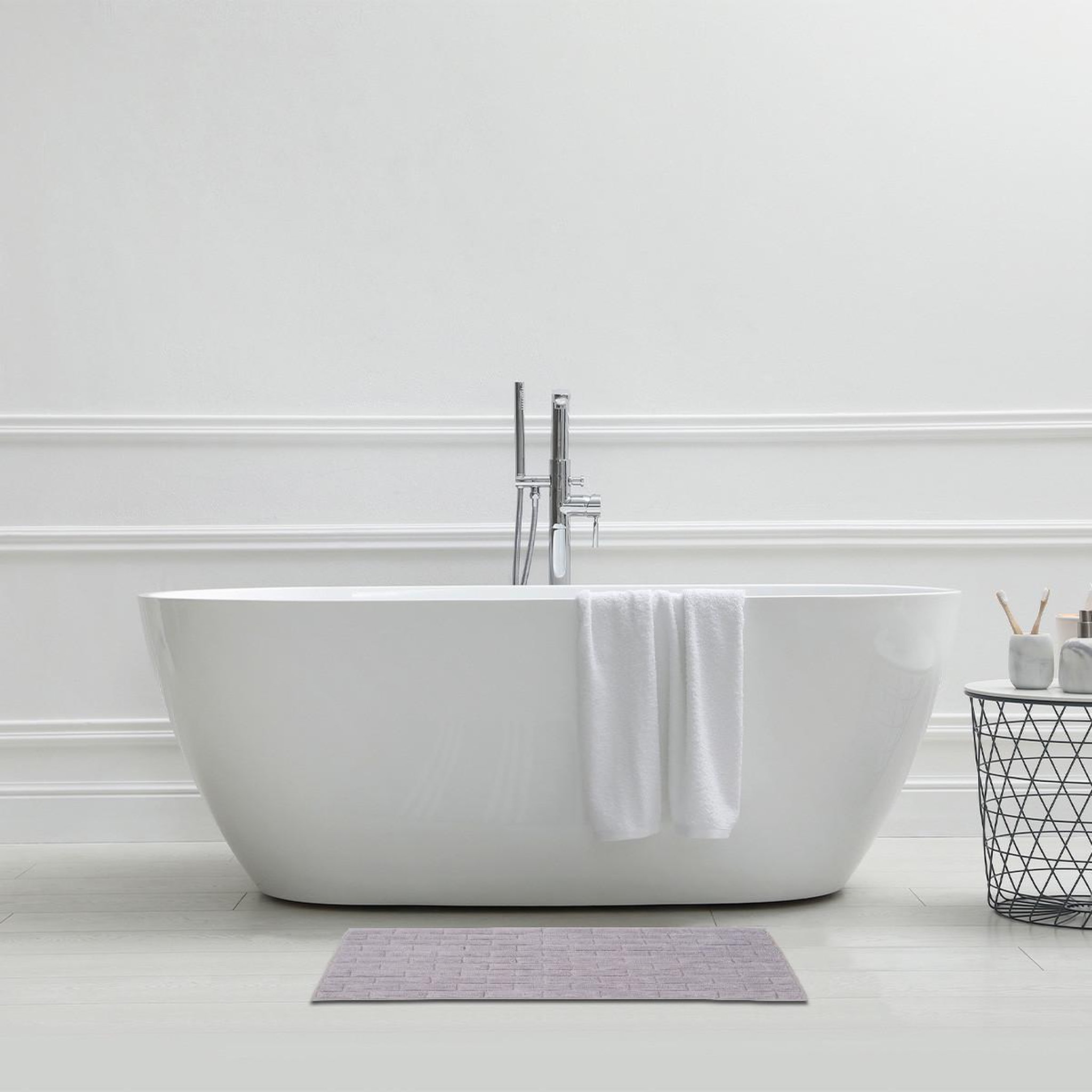 Voir la diapositive 3 : GUY LEVASSEUR Tapis de bain déco brique en coton 50x80cm