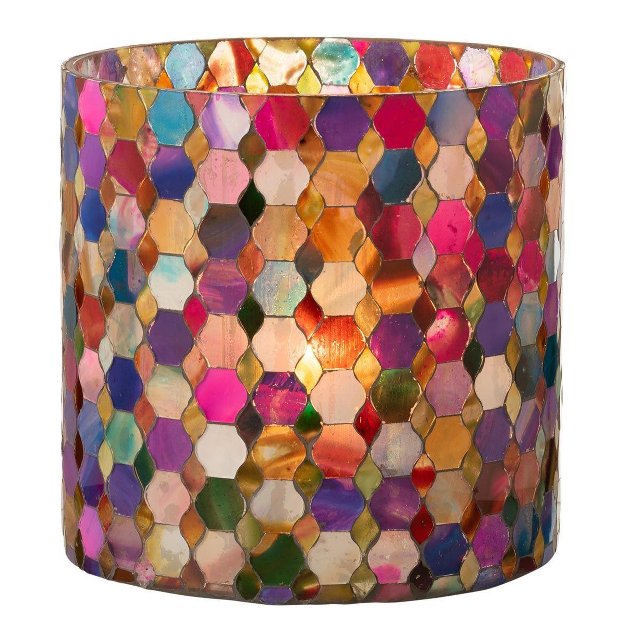 Voir la diapositive 2 : J-LINE Photophore en verre design  pub  21cm multicolore