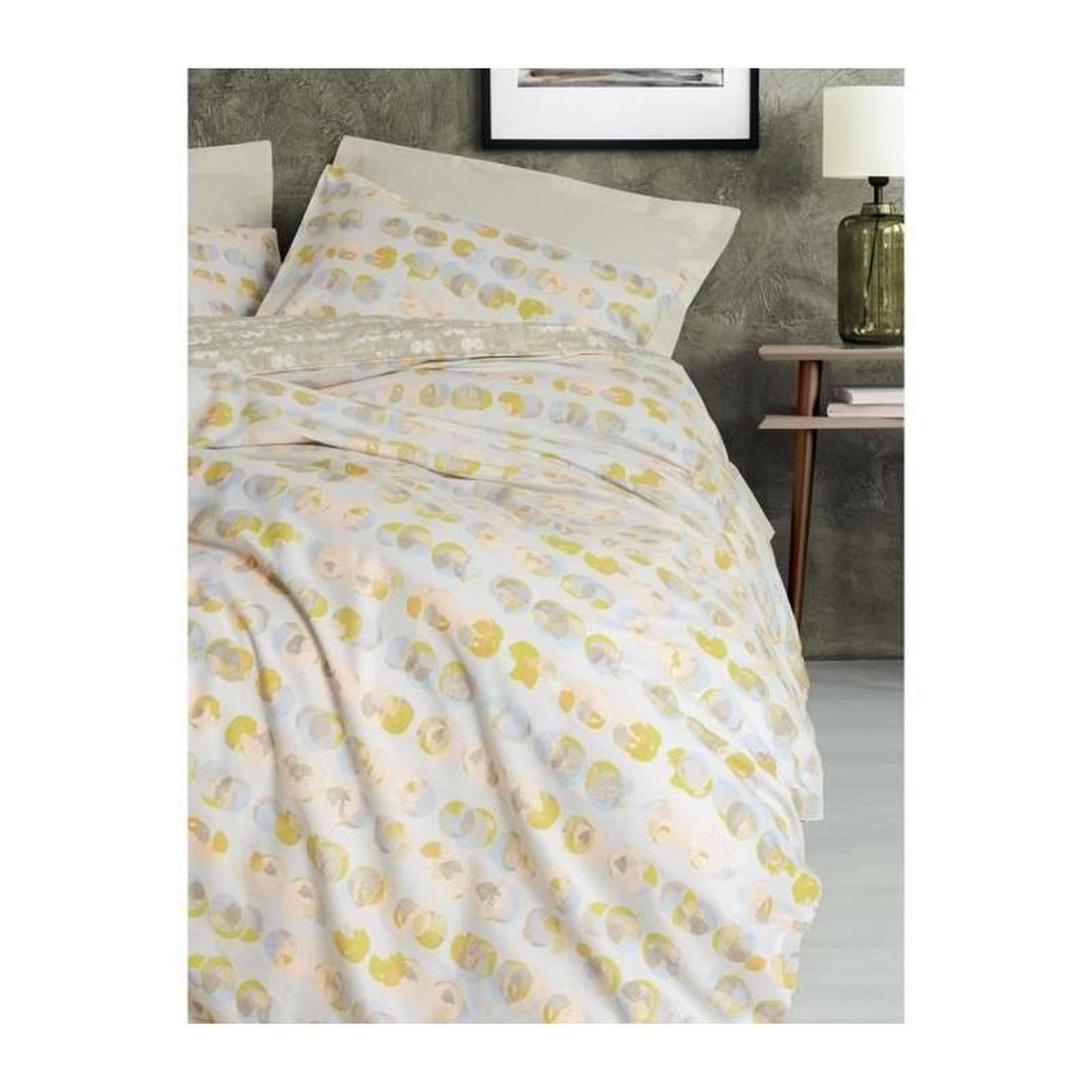Voir la diapositive 3 : GENERIQUE Parure de lit - 129CTN64851 - 1 housse de couette 220 x 240 cm + 2 taies d'oreiller 60 x 60 cm - 100% coton ranforcé - Beige