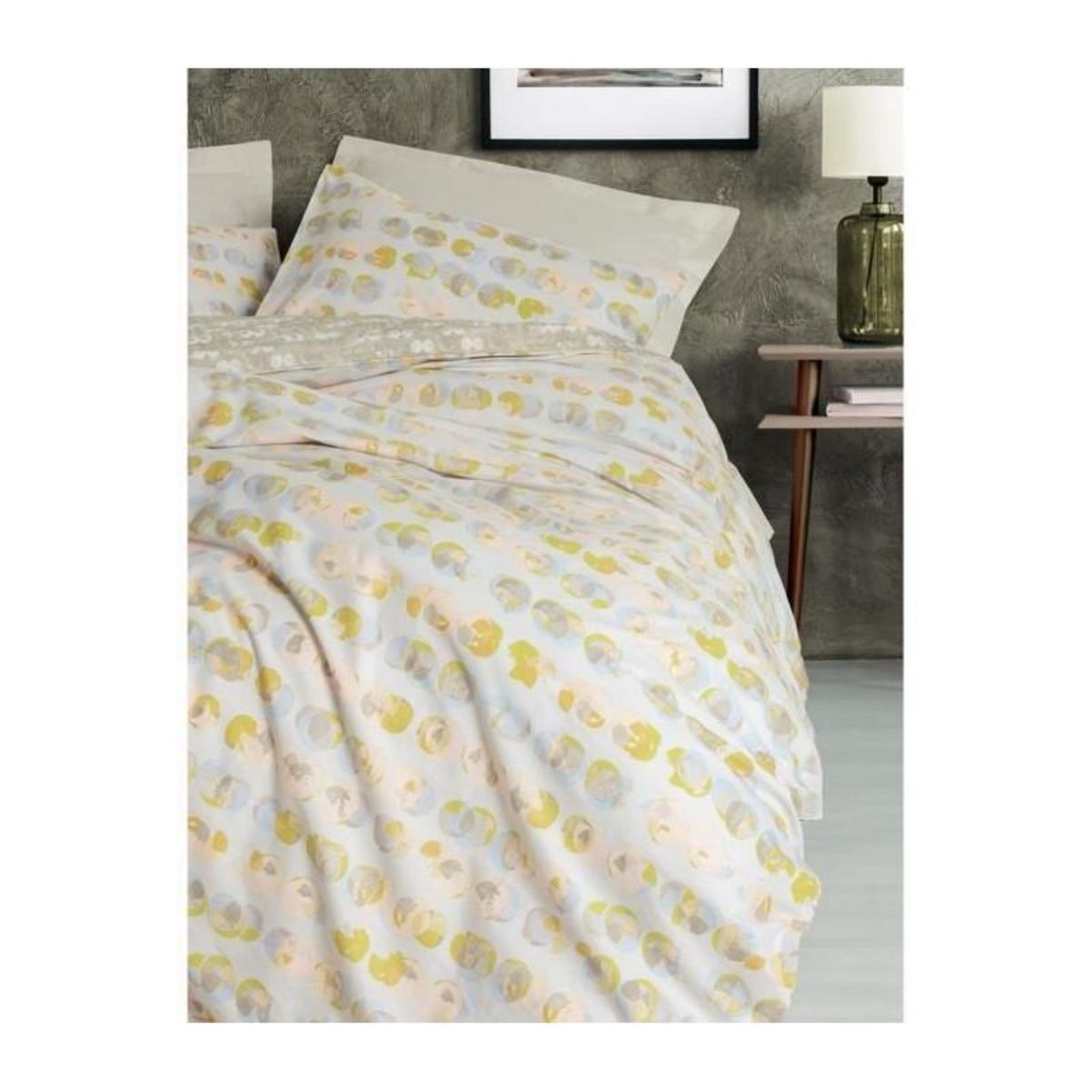 GENERIQUE Parure de lit - 129CTN64851 - 1 housse de couette 220 x 240 cm + 2 taies d'oreiller 60 x 60 cm - 100% coton ranforcé - Beige