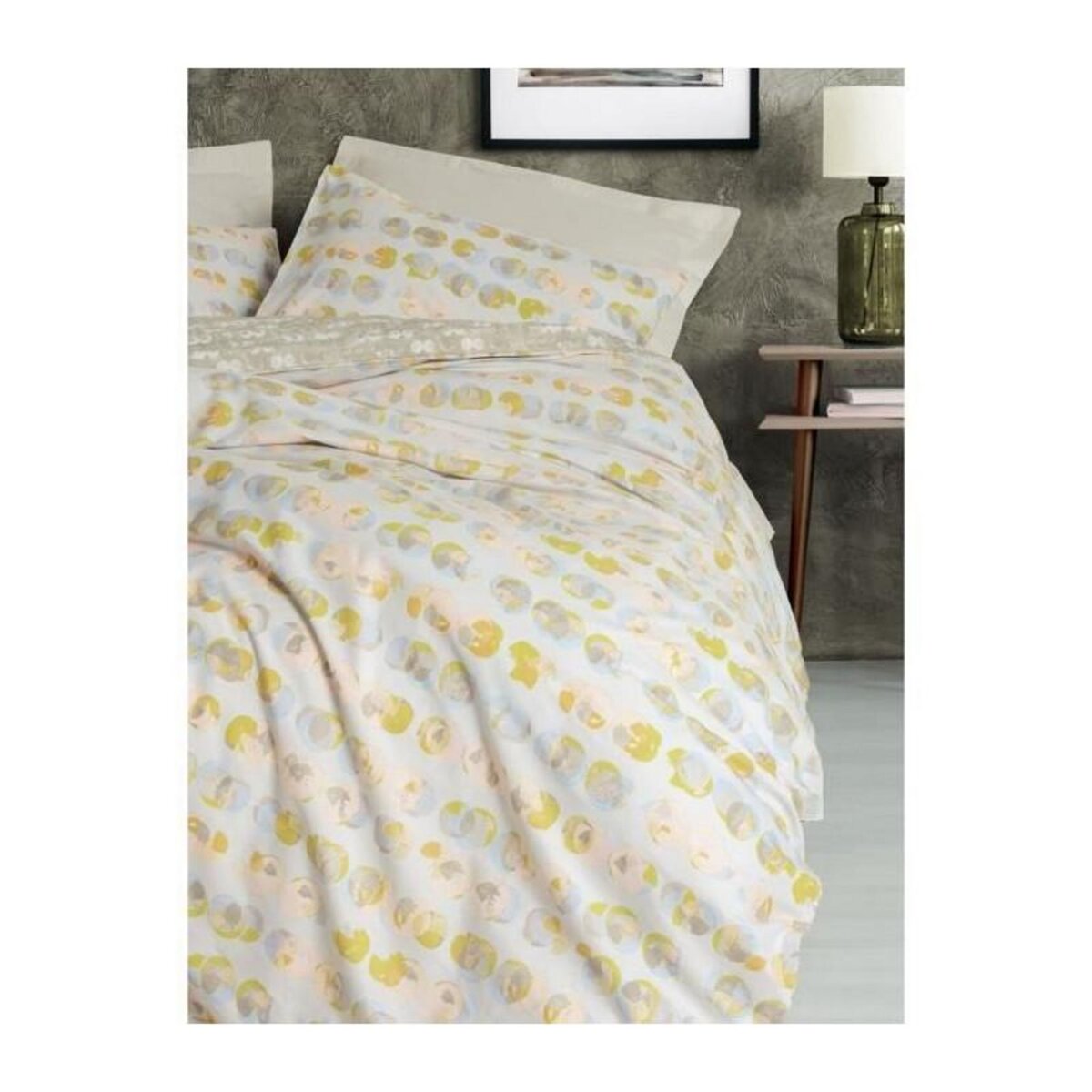 GENERIQUE Parure de lit - 129CTN64851 - 1 housse de couette 220 x 240 cm + 2 taies d'oreiller 60 x 60 cm - 100% coton ranforcé - Beige