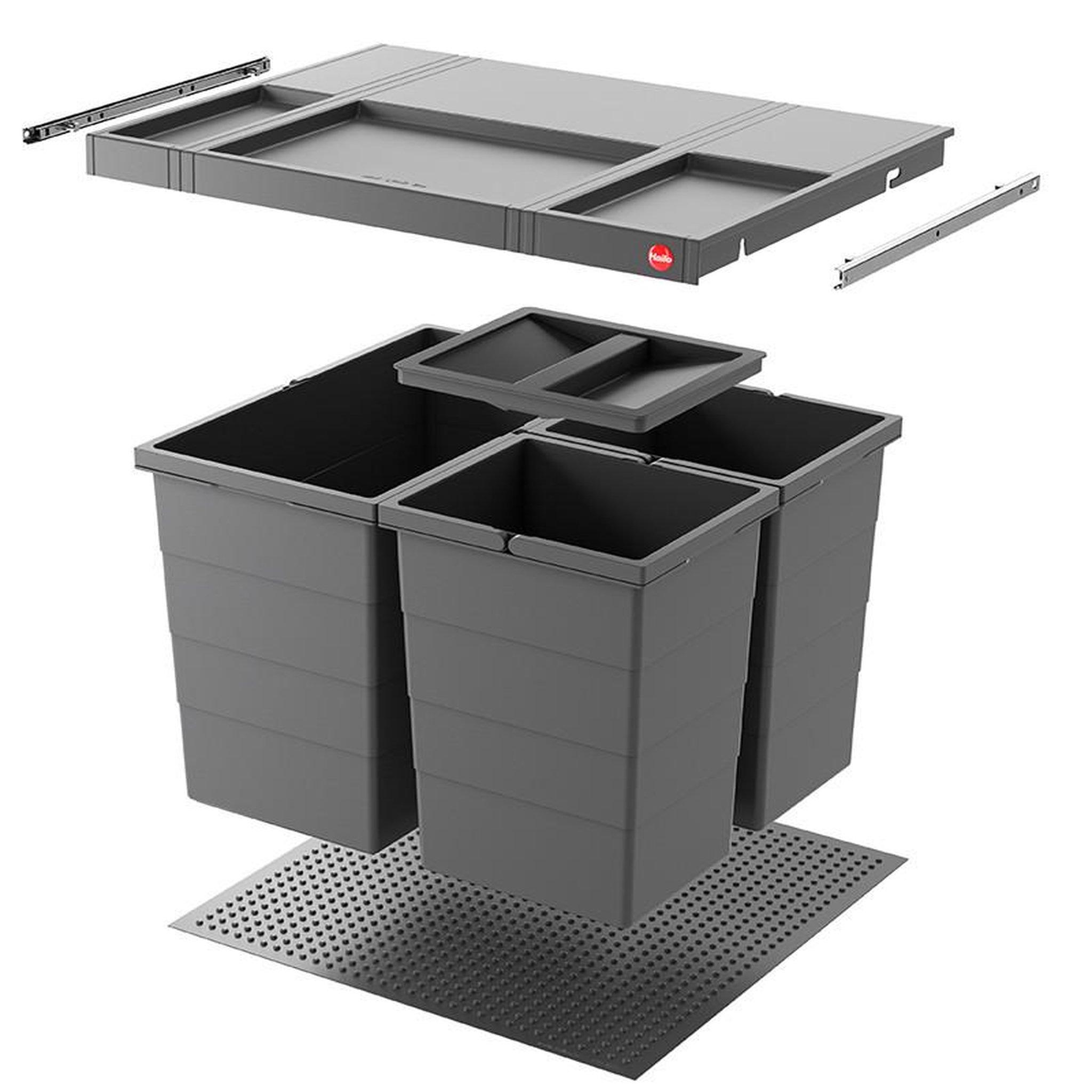 Voir la diapositive 2 : HAILO Poubelle de cuisine encastrable as allegro s380 28l + 2x13l hailo