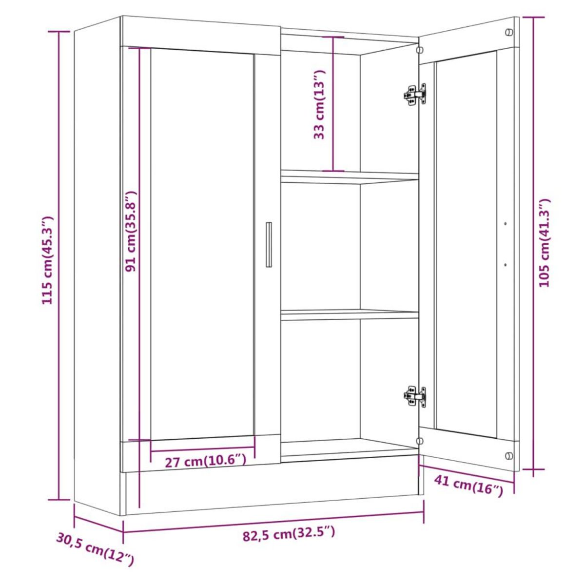 VIDAXL Armoire a vitrine Chene brun 82,5x30,5x115cm Bois d'ingenierie