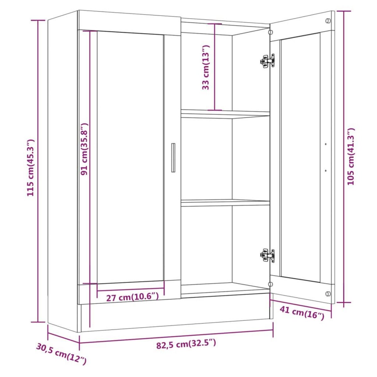 VIDAXL Armoire a vitrine Chene brun 82,5x30,5x115cm Bois d'ingenierie