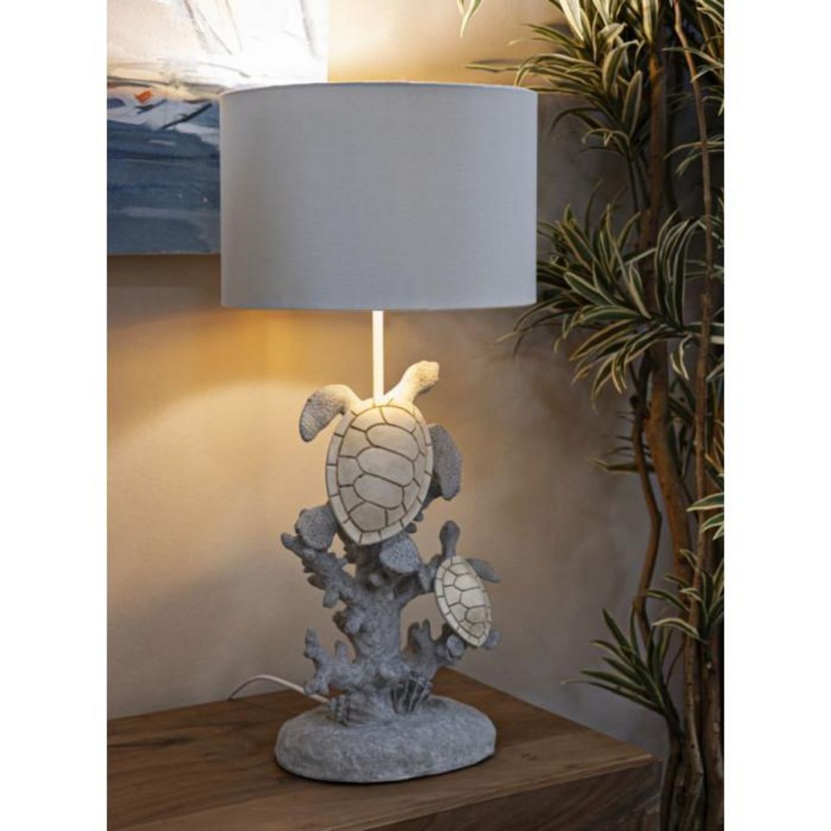 Paris Prix Lampe à Poser en Résine  Tortues  63cm Multicolore