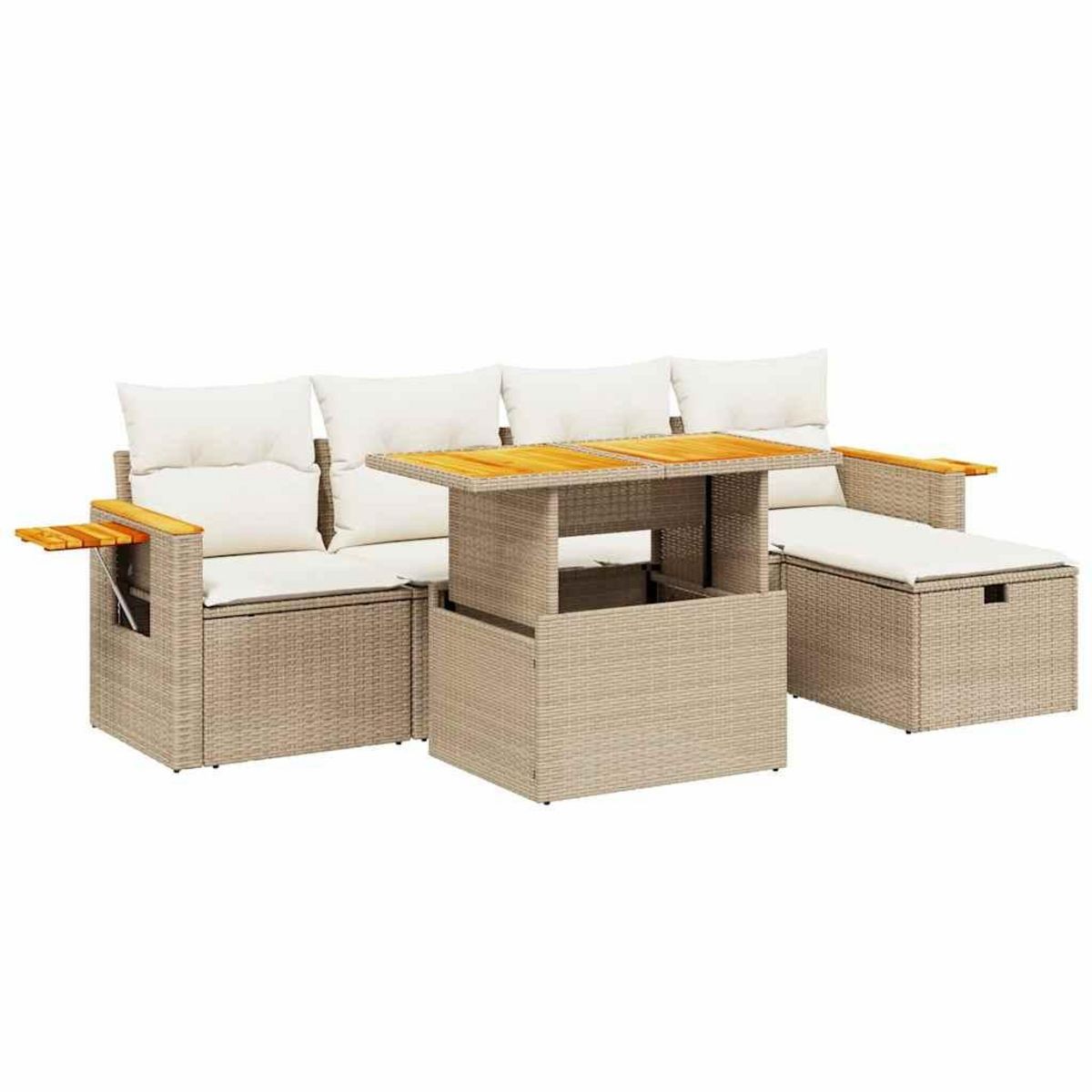VIDAXL Salon de jardin avec coussins 6 pcs beige resine tressee