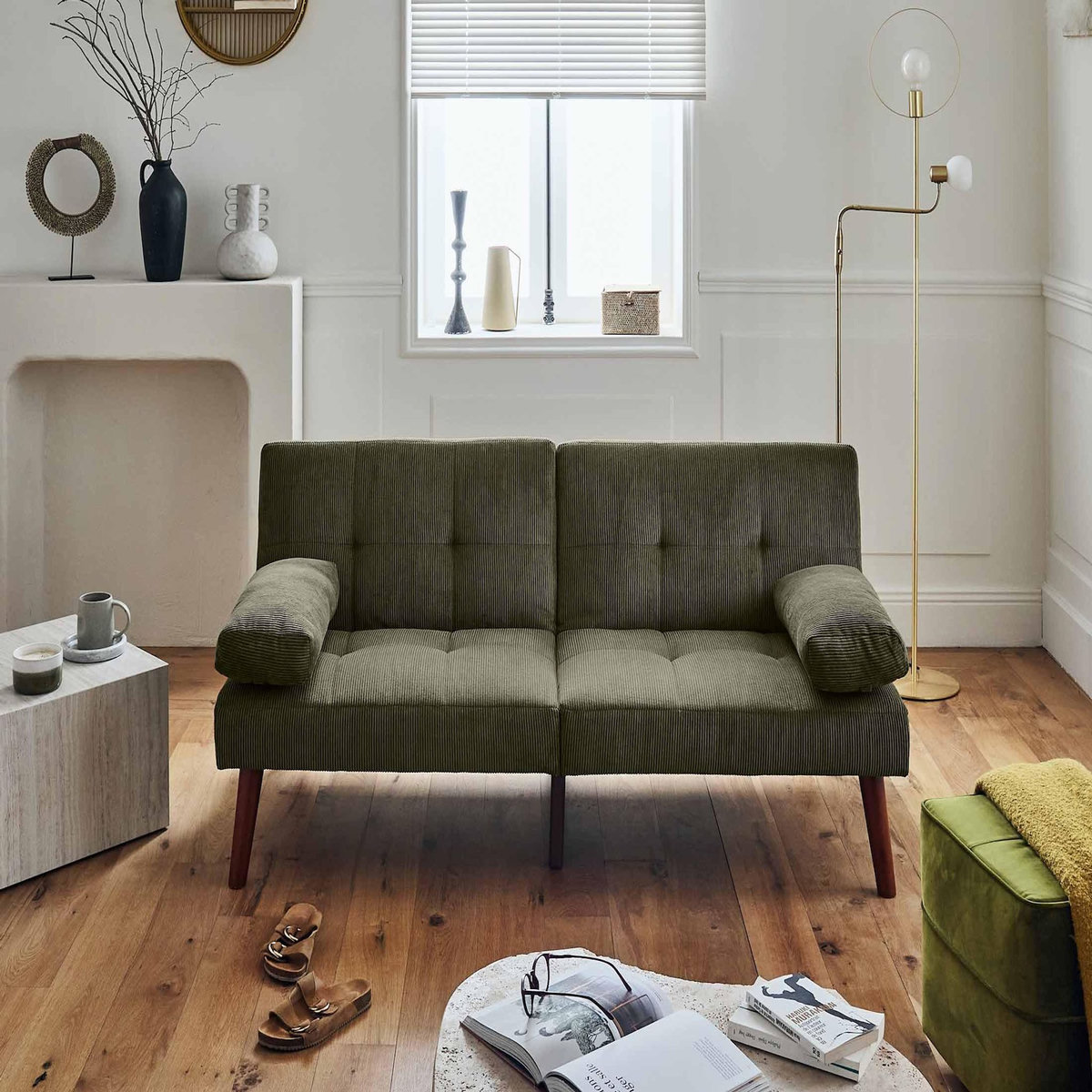 BEST MOBILIER Philae - canapé convertible clic-clac 2 places - velours côtelé