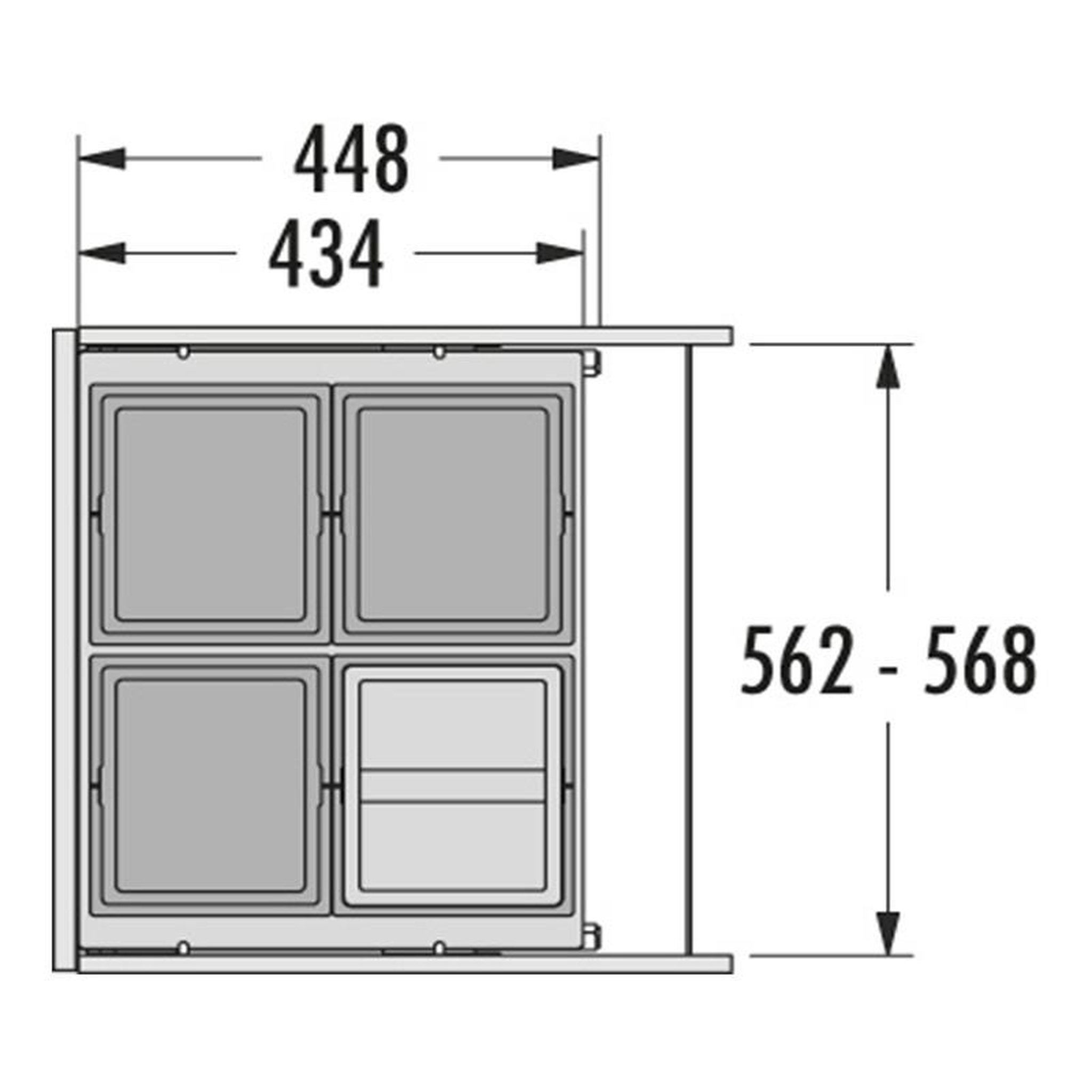 Voir la diapositive 3 : HAILO Poubelle de cuisine tri sélectif 4 bacs encastrable 52l (4x13l) hailo as cargo 600