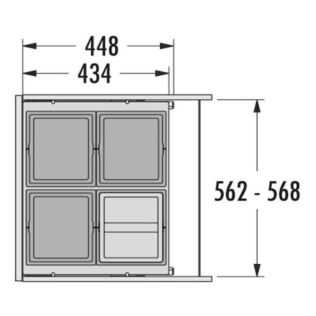 HAILO Poubelle de cuisine tri sélectif 4 bacs encastrable 52L (4x13L) Hailo AS Cargo 600