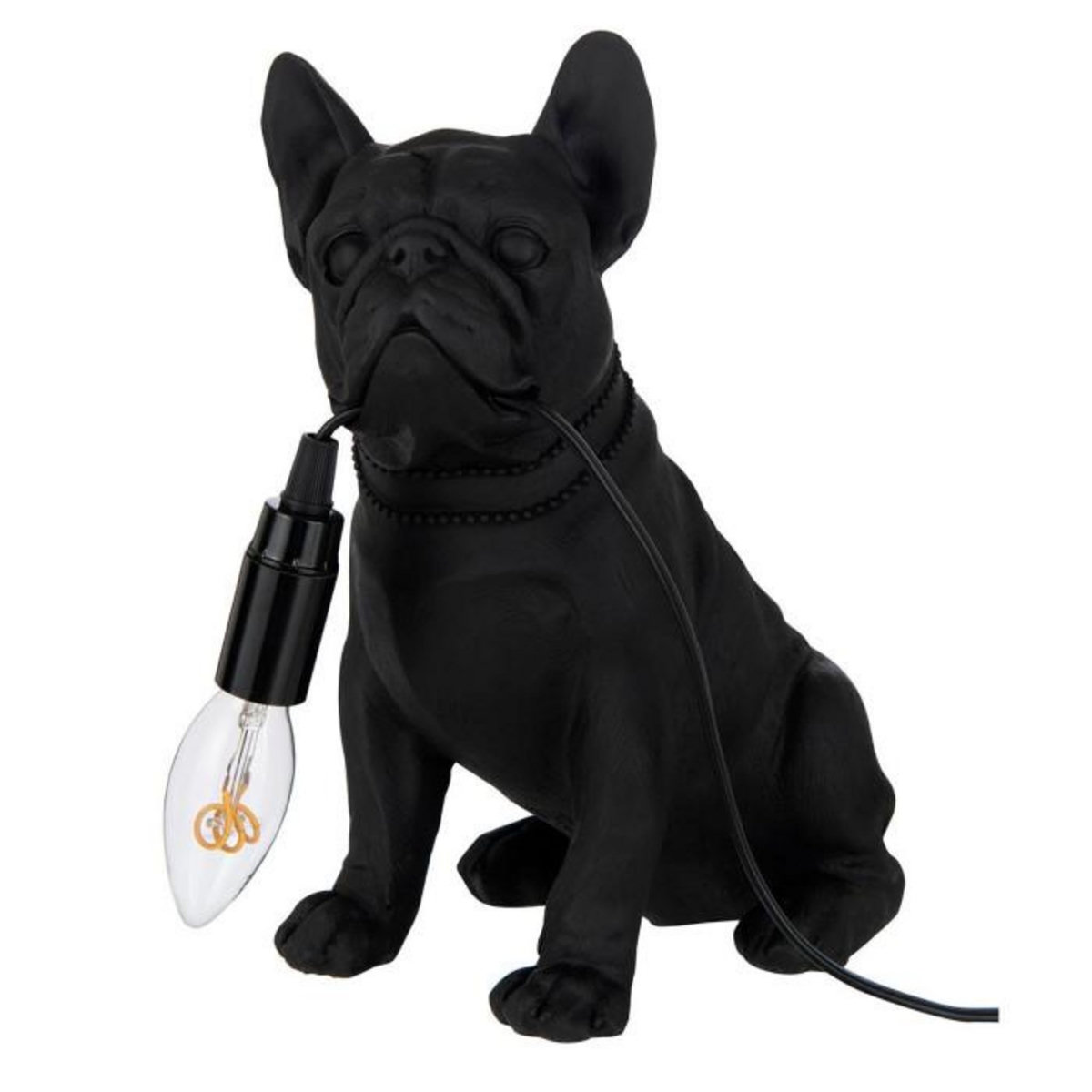 Paris Prix Lampe à Poser Déco  Bulldog  28cm Noir