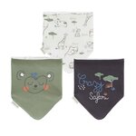 Petit Béguin Lot de 3 bavoirs foulards Crazy Safari. Coloris disponibles : Vert