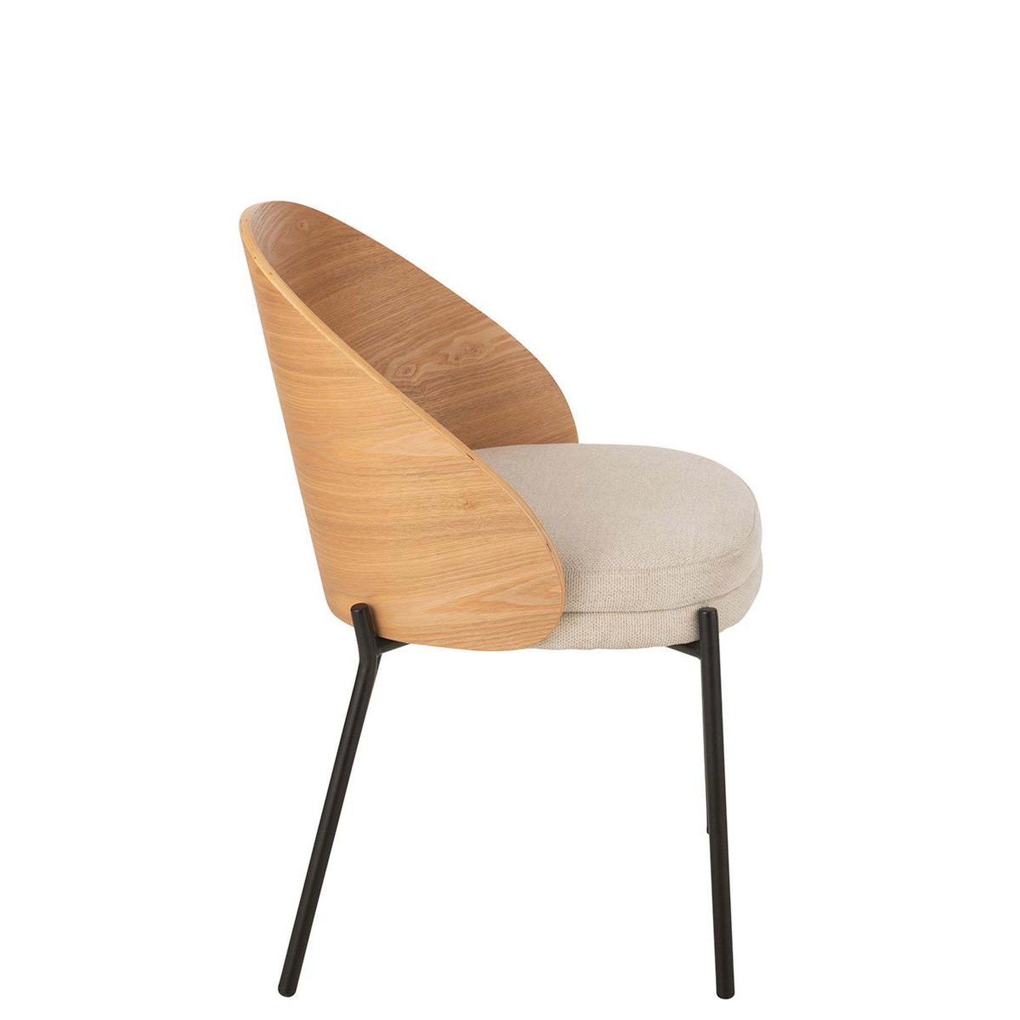 Voir la diapositive 3 : J-LINE Chaise design  lone  74cm naturel & beige