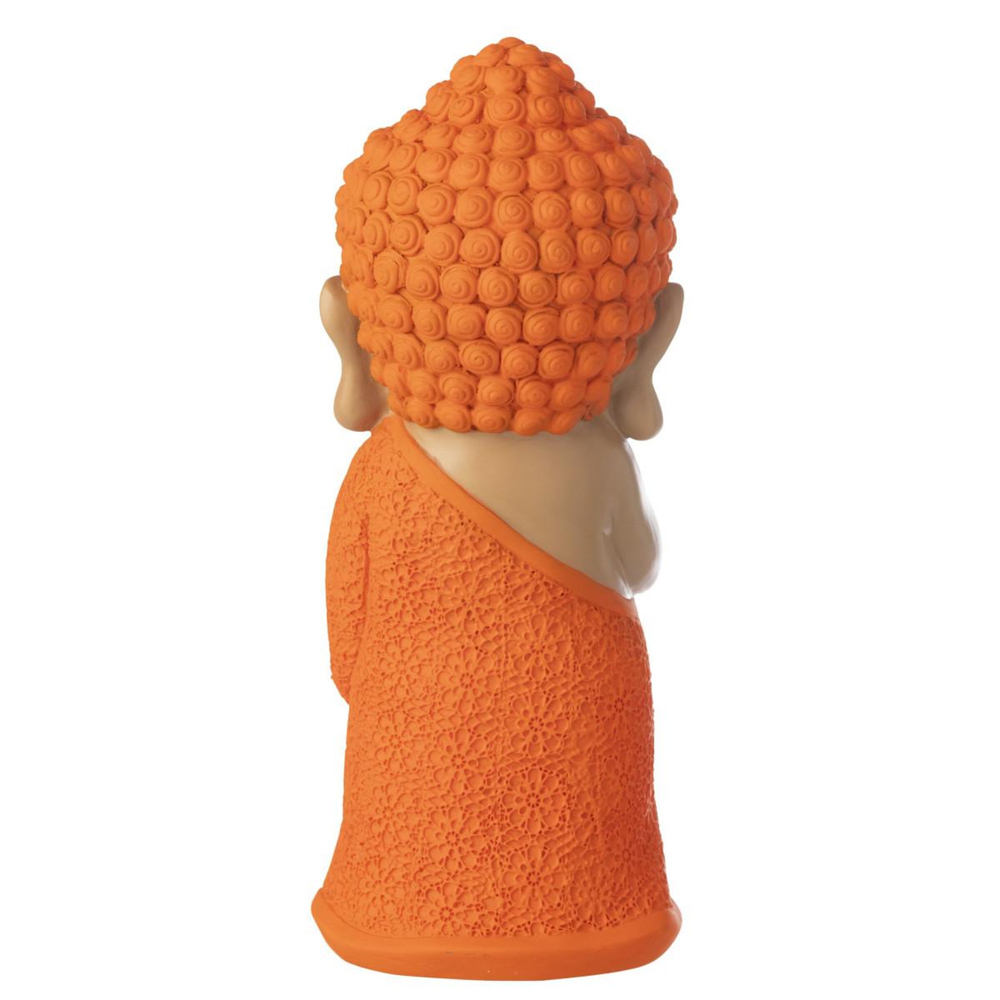 Voir la diapositive 3 : J-LINE Statuette déco moine priant  boudhi  32cm orange
