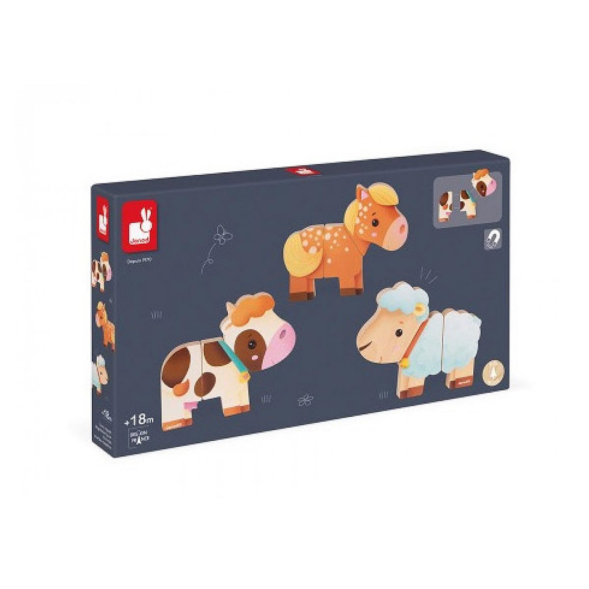 Juratoys-Janod Funny Magnets Pieces bois magnetiques Ferme