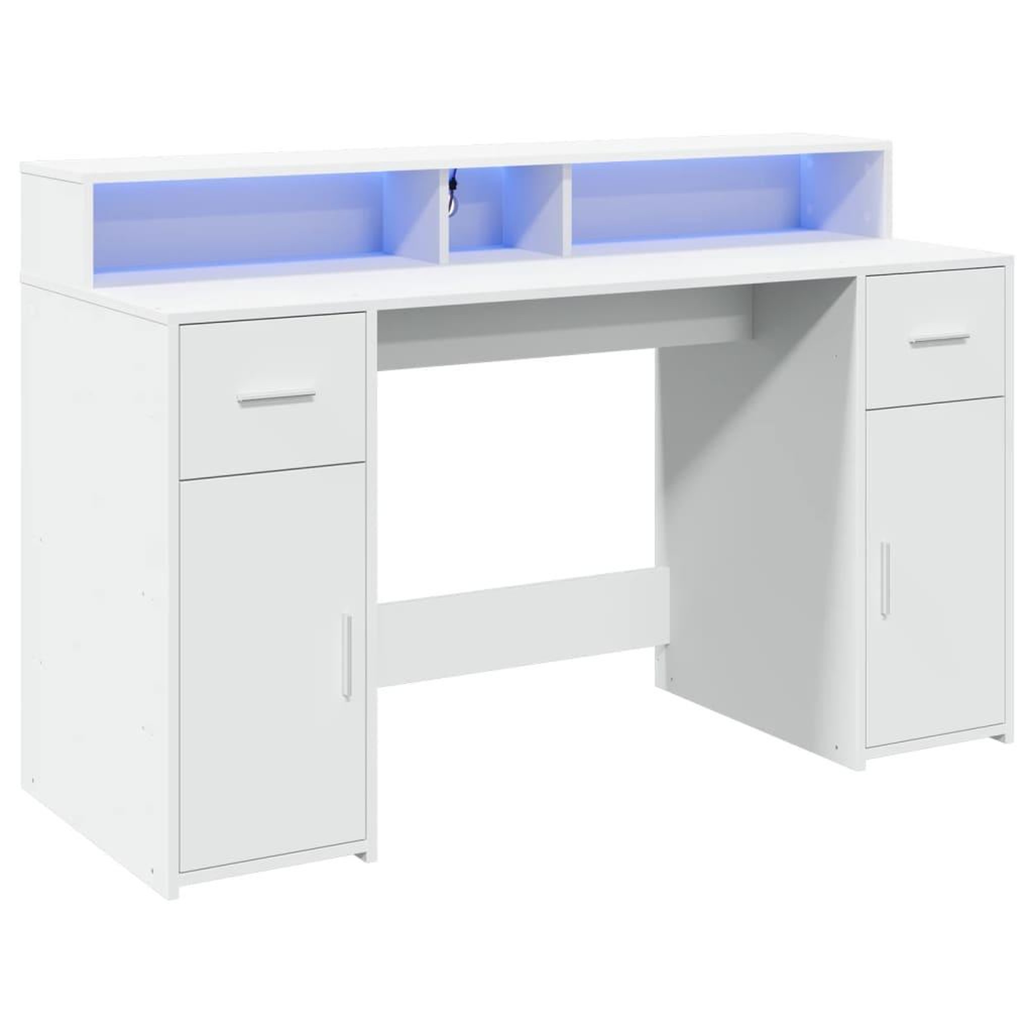 Voir la diapositive 3 : VIDAXL Bureau avec lumieres LED blanc 140x55x91 cm bois d'ingenierie