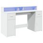 Voir la diapositive 3 : VIDAXL Bureau avec lumieres LED blanc 140x55x91 cm bois d'ingenierie