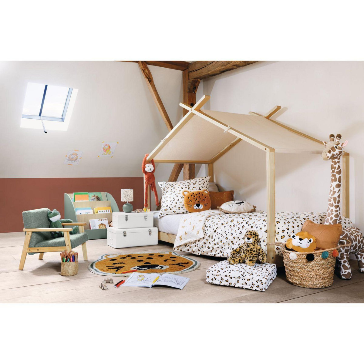 ATMOSPHERA Parure de lit enfant réversible léopard - 100% coton 57 fils/cm² - 140 x 200 cm