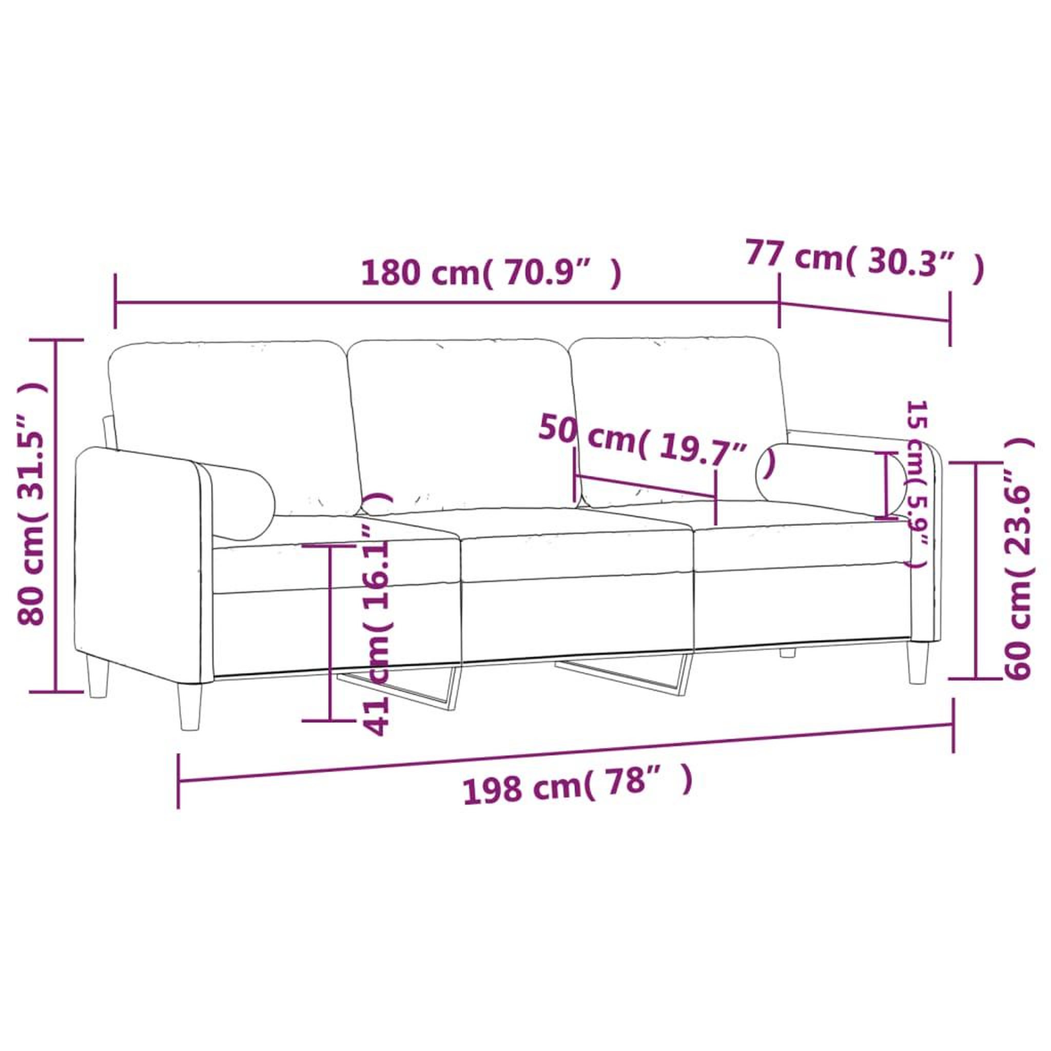 Voir la diapositive 6 : VIDAXL Canape 3 places avec oreillers gris fonce 180 cm velours