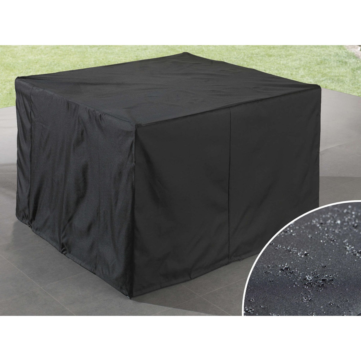 BEST MOBILIER Cuba - salon de jardin encastrable 8 places - en résine tressée - noir avec coussins gris + housse de protection