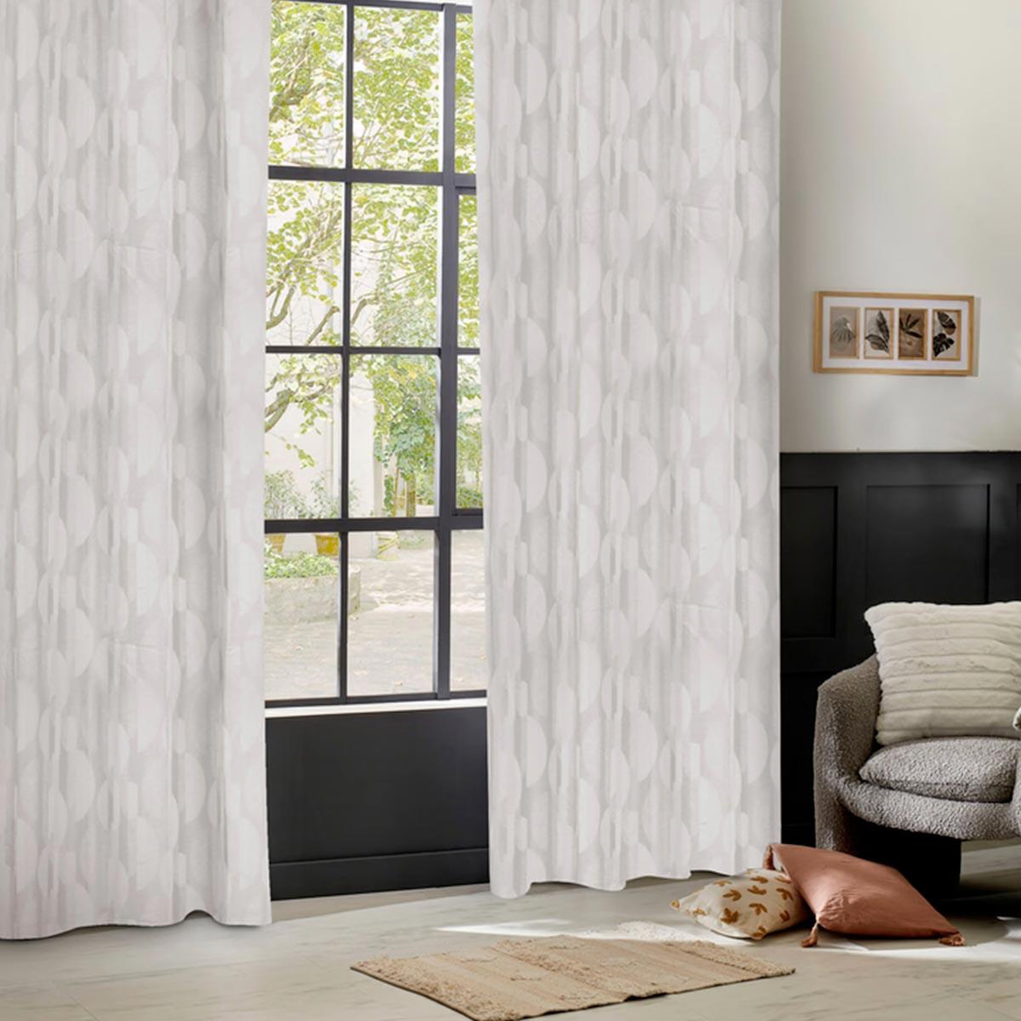 Voir la diapositive 1 : ATMOSPHERA Rideau jacquard à œillets  wimbi  140x260cm beige lin