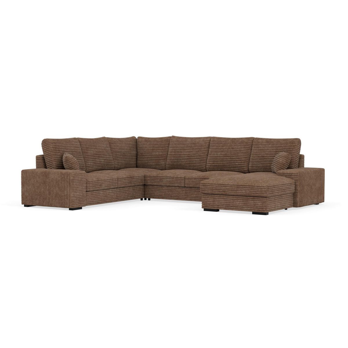 BEST MOBILIER Lorie - canapé panoramique d'angle gauche 7 places convertible en velours côtelé grosse côte avec coffre