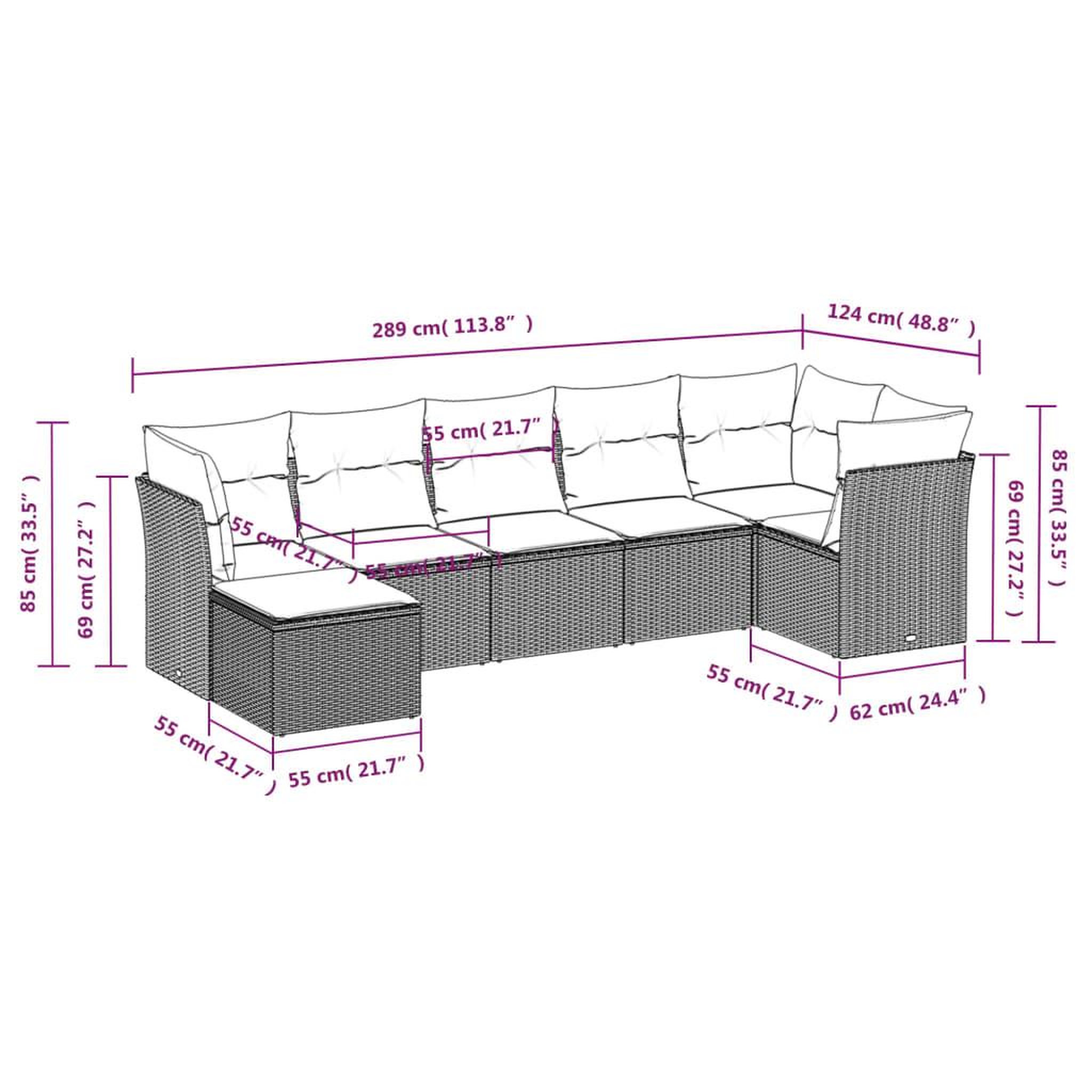 Voir la diapositive 3 : VIDAXL Salon de jardin avec coussins 7 pcs gris resine tressee