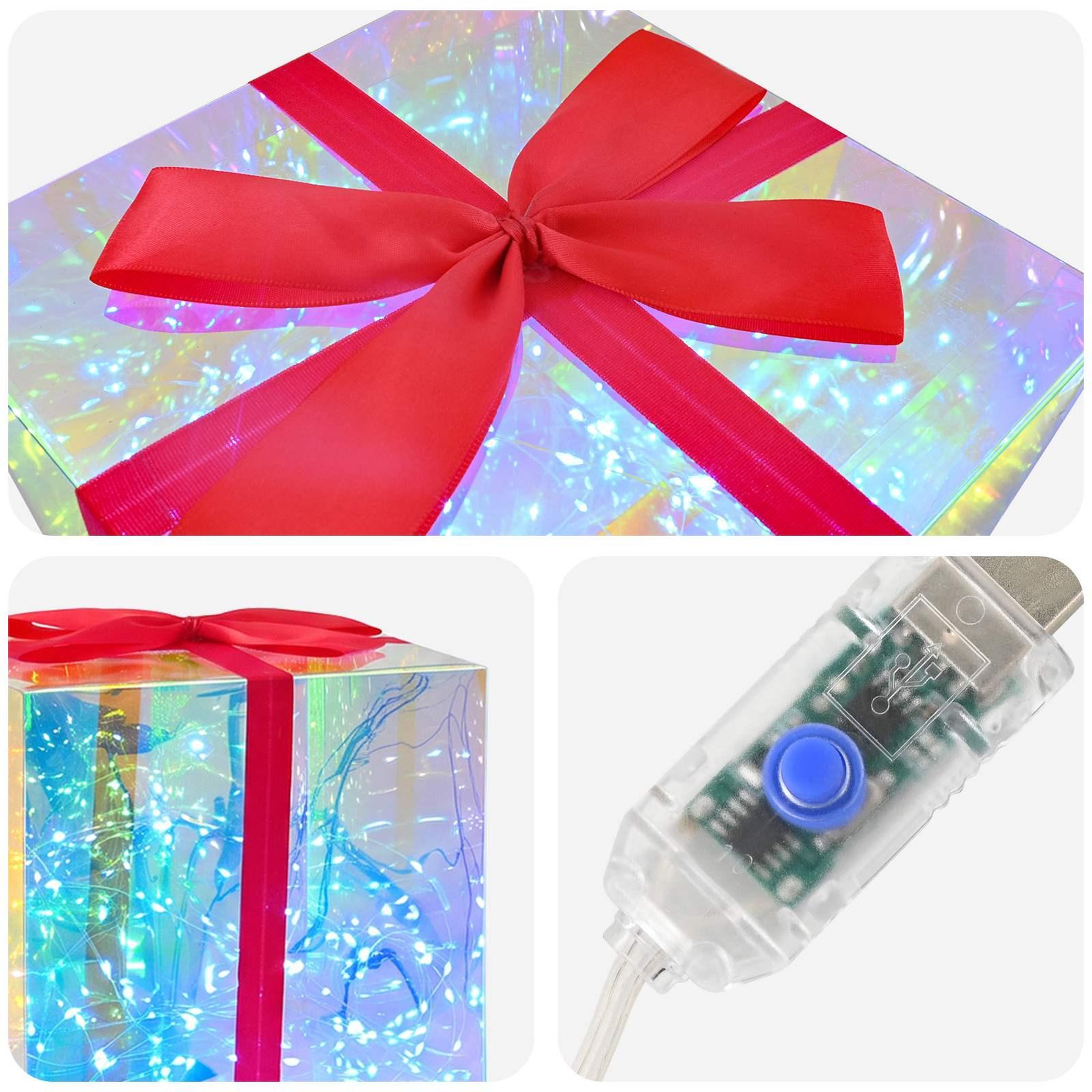 Voir la diapositive 6 : VIDAXL Boîte-cadeau LED iridescente prismatique 3 pc Multicolore