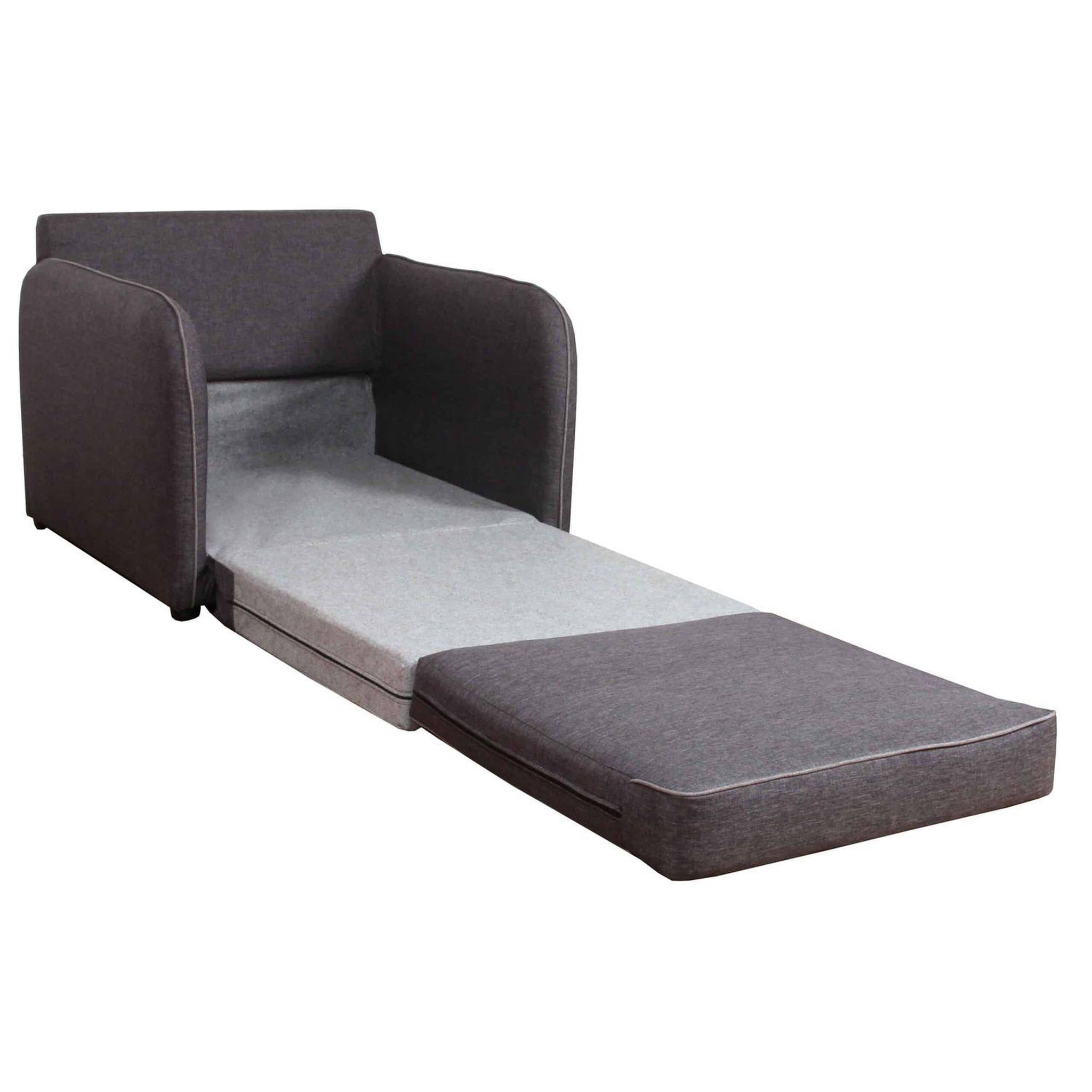 Voir la diapositive 2 : Fauteuil convertible déplimousse tissu gris anthracite VINYL